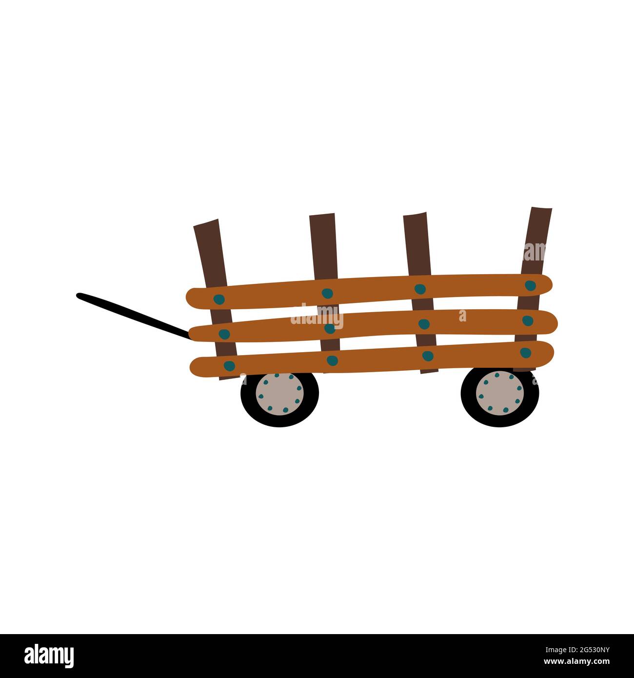 Carrello di legno . Rimorchio per il vettore di animali da traino Illustrazione Vettoriale