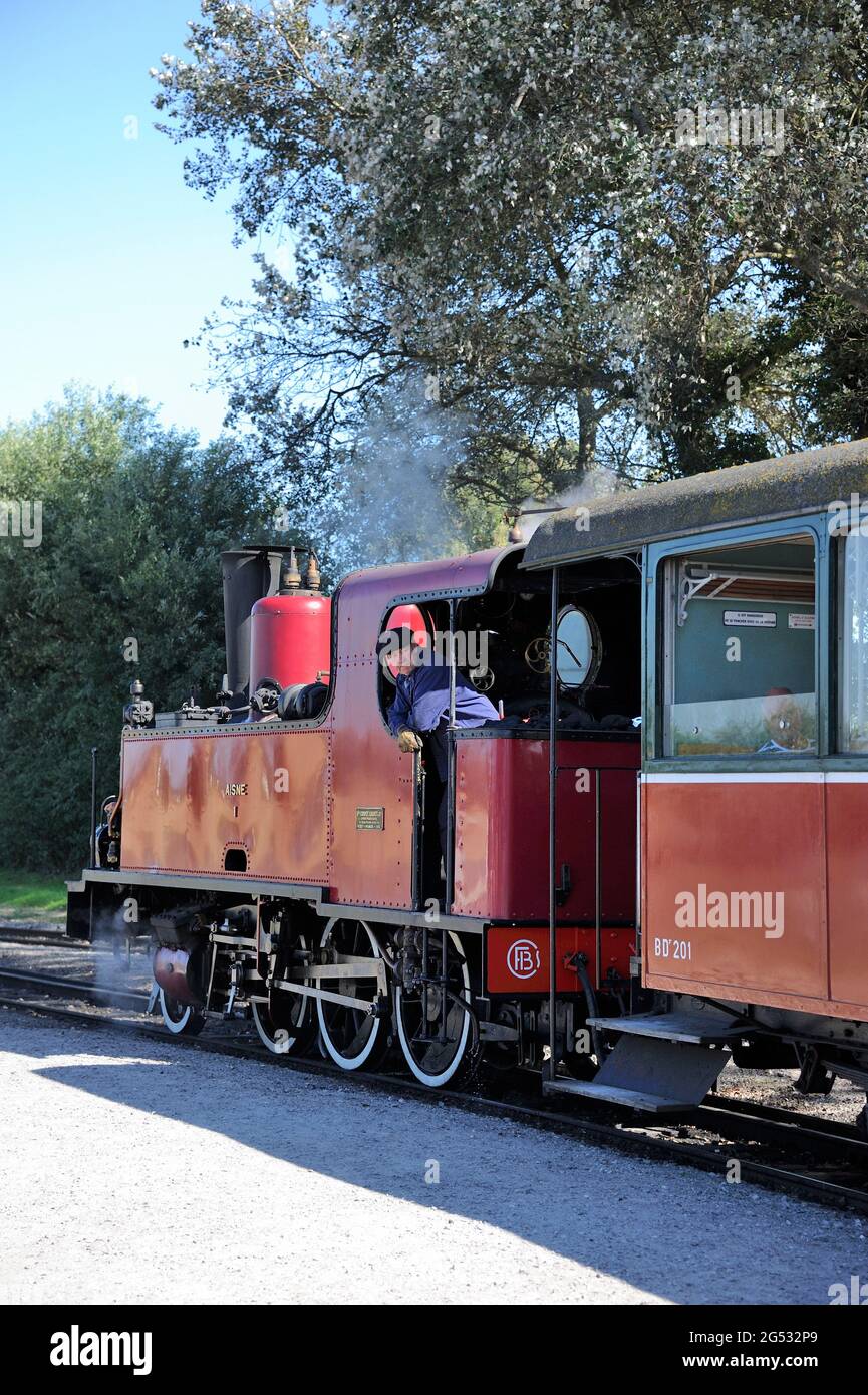 FRANCIA, SOMME (80) COTE D'OPALE E BAIE DE SOMME, LE CROTOY, LA FERROVIA A SCARTAMENTO RIDOTTO DELLA BAIA DI SOMME O CHEMIN DE FER DE LA BAIE DE SOMME AL TERMINE Foto Stock