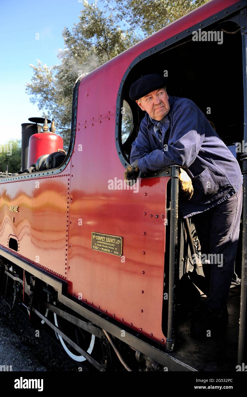 FRANCIA, SOMME (80) COTE D'OPALE E BAIE DE SOMME, LE CROTOY, LA FERROVIA A SCARTAMENTO RIDOTTO DELLA BAIA DI SOMME O CHEMIN DE FER DE LA BAIE DE SOMME AL TERMINE Foto Stock