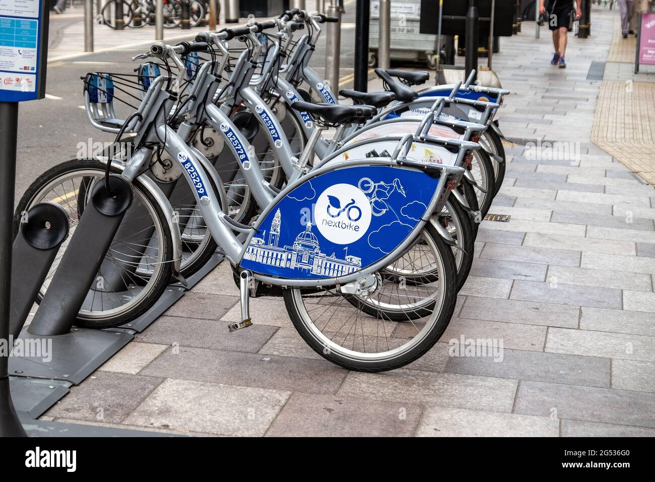 Prossima bici, Cardiff. Foto Stock