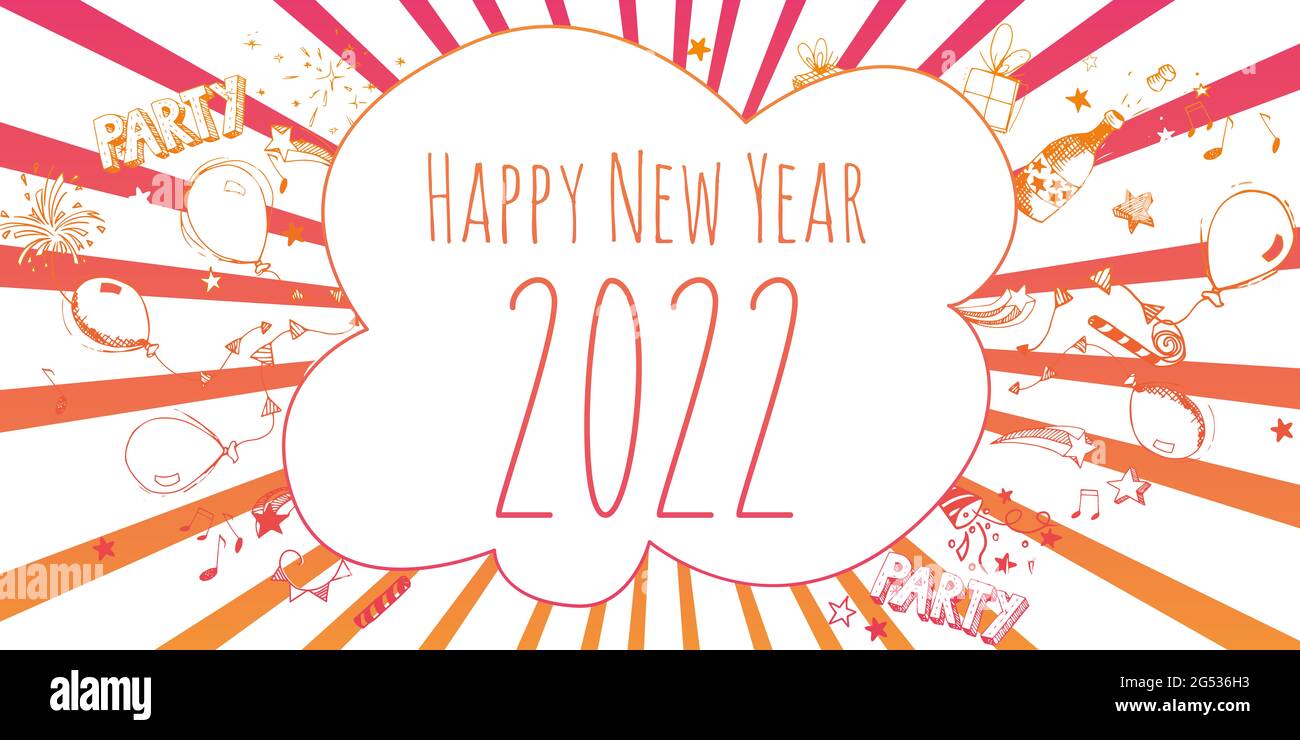 Felice anno nuovo 2022 biglietto d'auguri celebrazione illustrazione Foto Stock