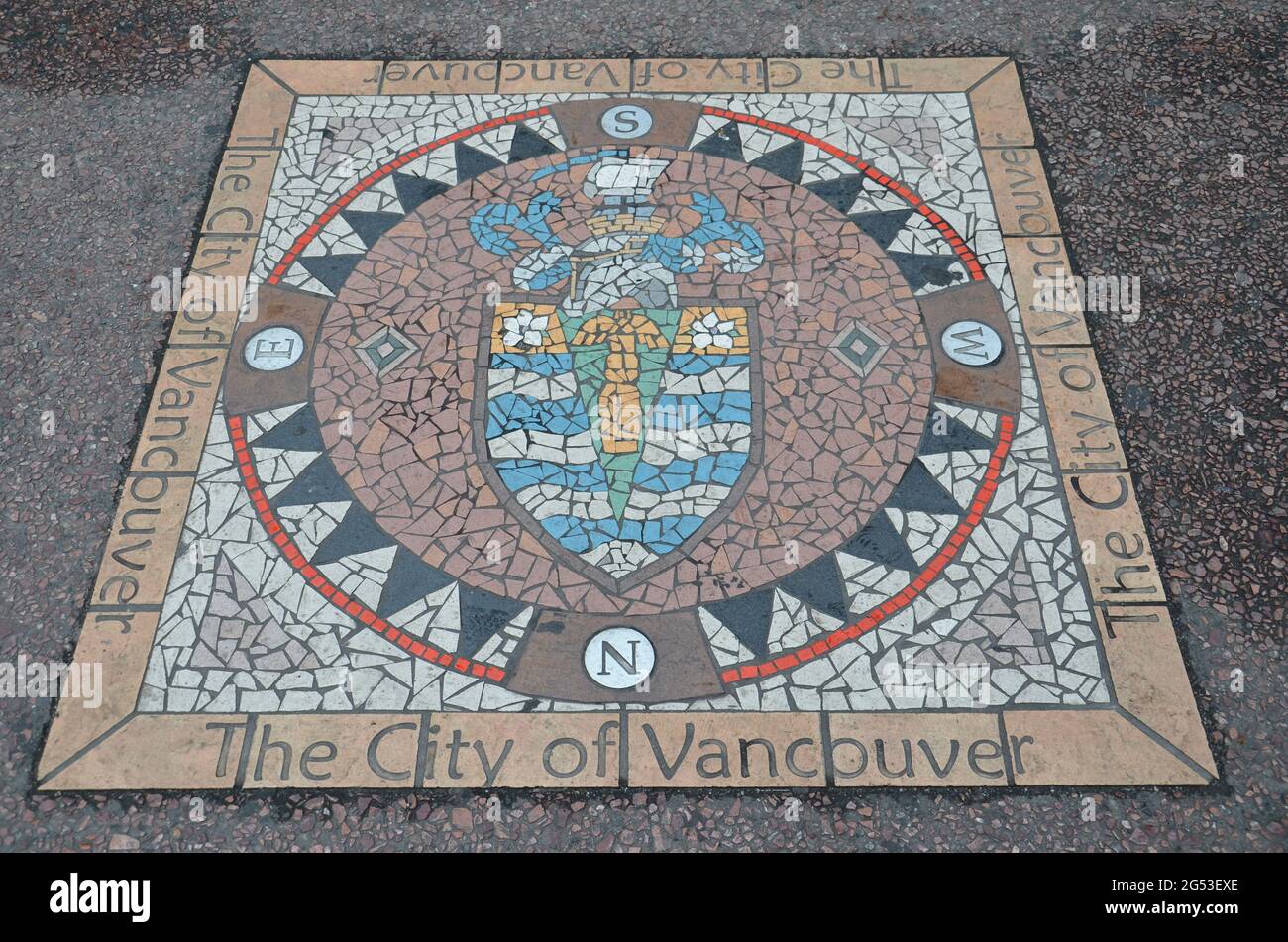 La città di Vancouver Canada mosaico sul pavimento Foto Stock
