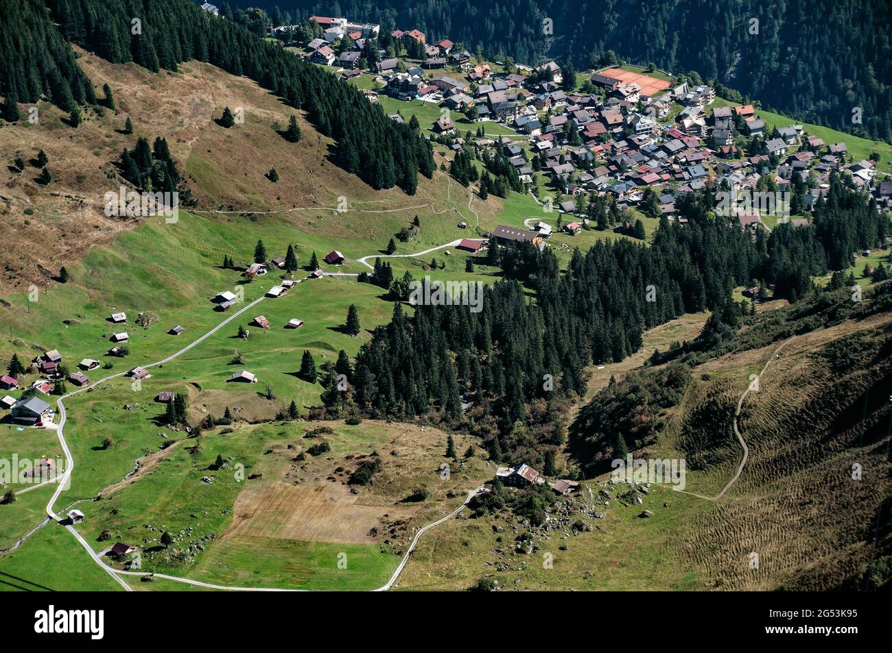 Murren, Svizzera, dalla funivia Foto Stock