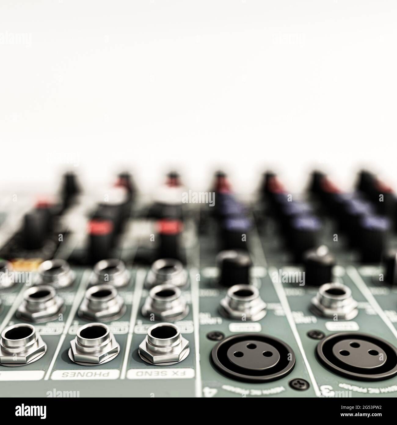 music mixer isolato su sfondo bianco illustrazione 3d Foto Stock