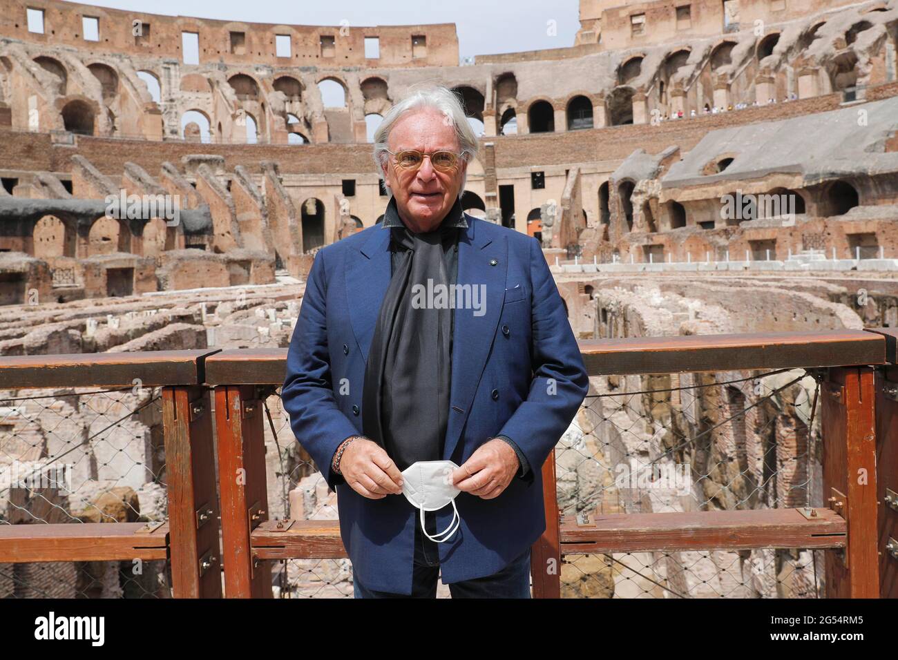 Italia, Roma, 25 giugno 2021 : Presentazione del restauro dell'ipogea del Colosseo, finanziato dal gruppo di moda italiano Tod's. Nella foto il presidente di Diego della Valle di Tod. Photo Remo Casilli/Sintesi/Alamy Live News Foto Stock