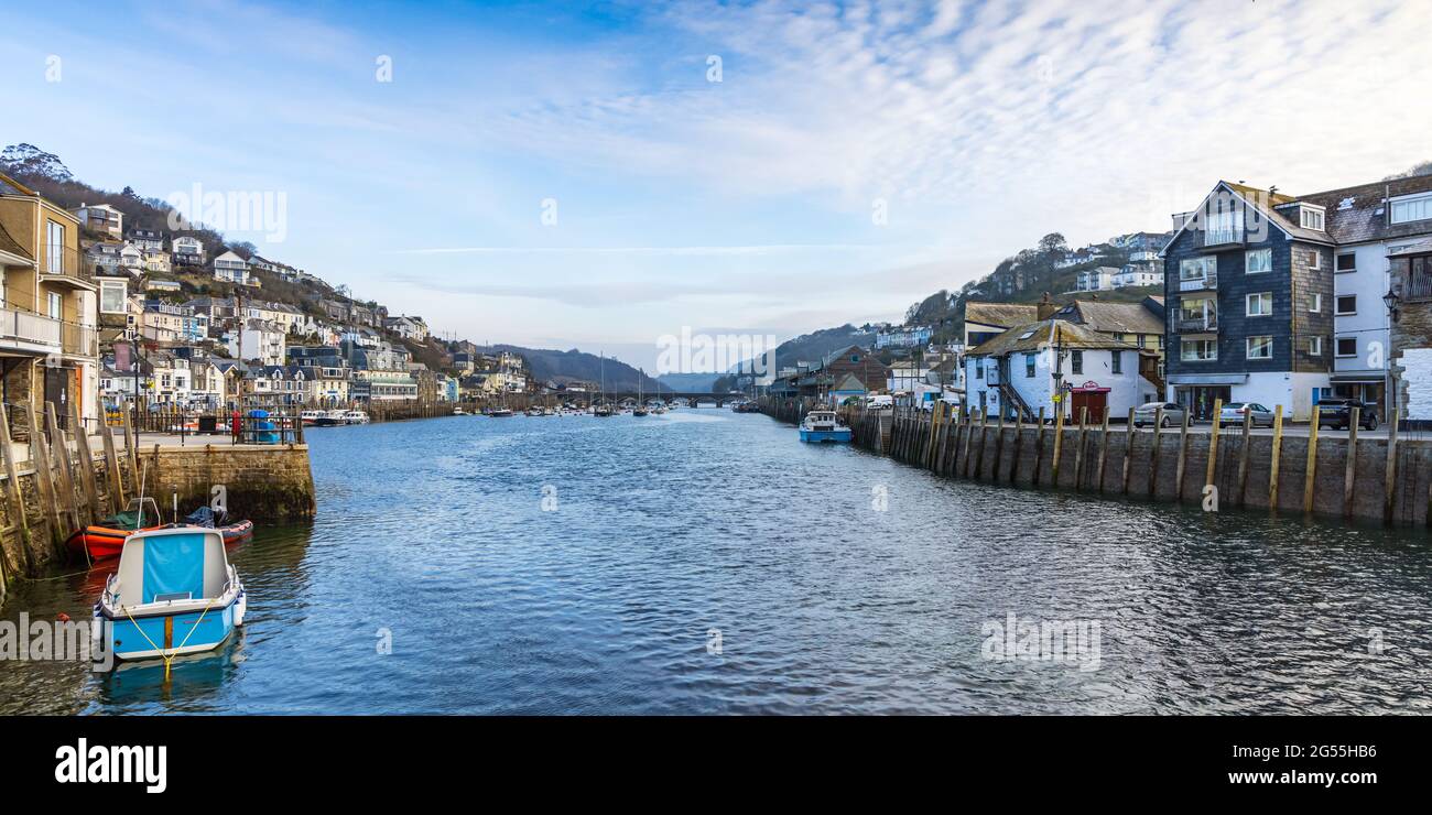 Il fiume Looe e il porto di Looe in Cornovaglia Foto Stock