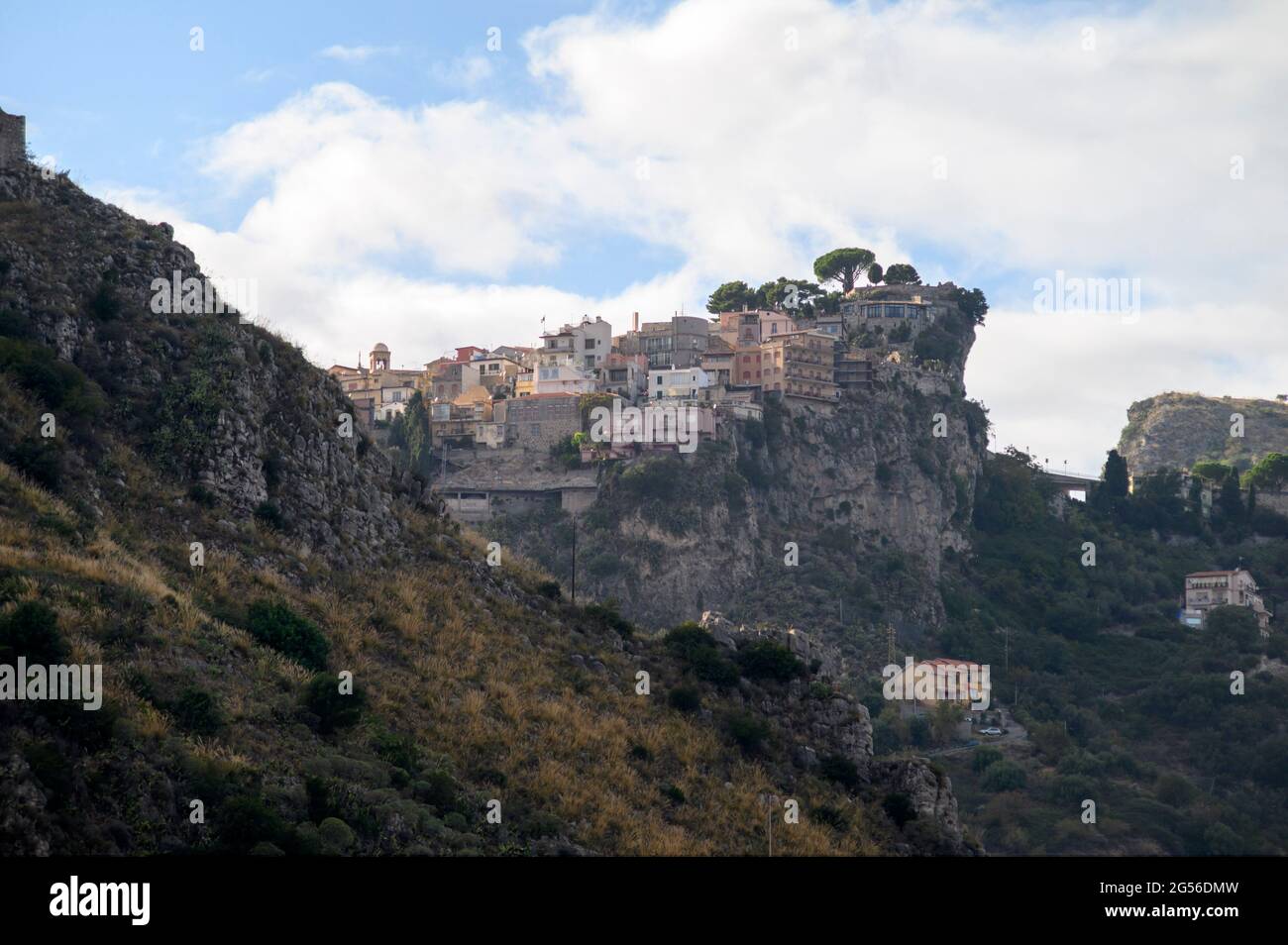 Veduta di Castelmola, Sicilia, Italia. Foto Stock