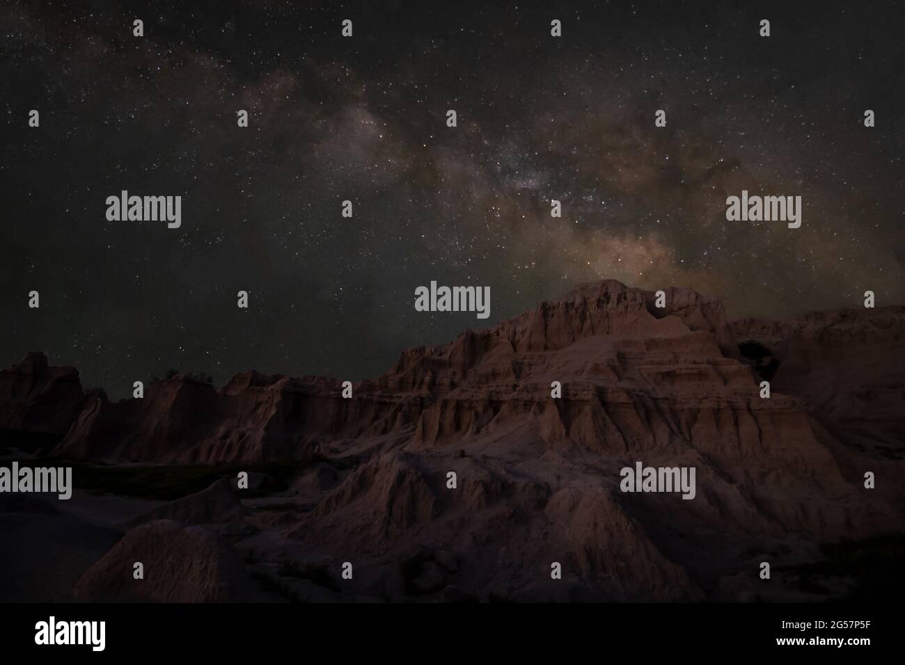 Via Lattea nelle Badlands Foto Stock