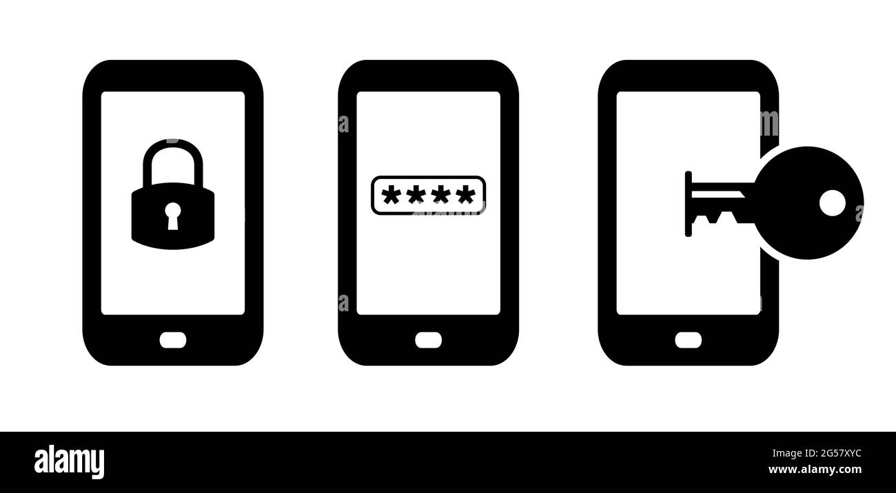 Icona vettore di sicurezza per l'accesso protetto allo smartphone Illustrazione Vettoriale