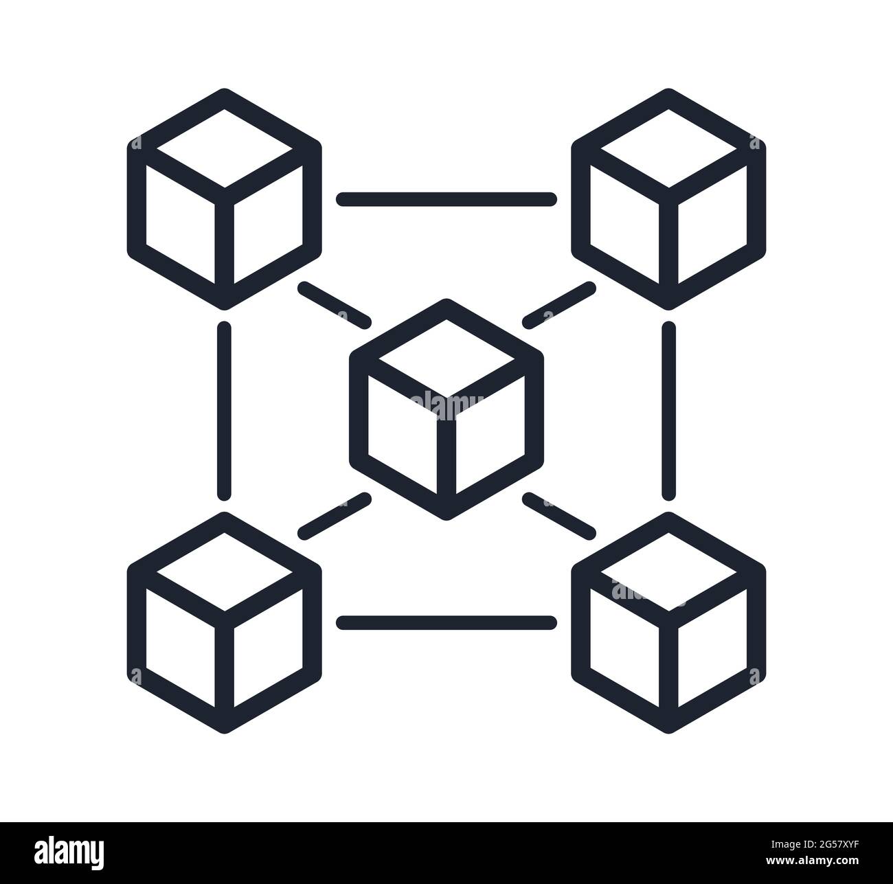 Icona di illustrazione vettoriale del simbolo di visualizzazione della tecnologia di crittografia Blockchain Illustrazione Vettoriale