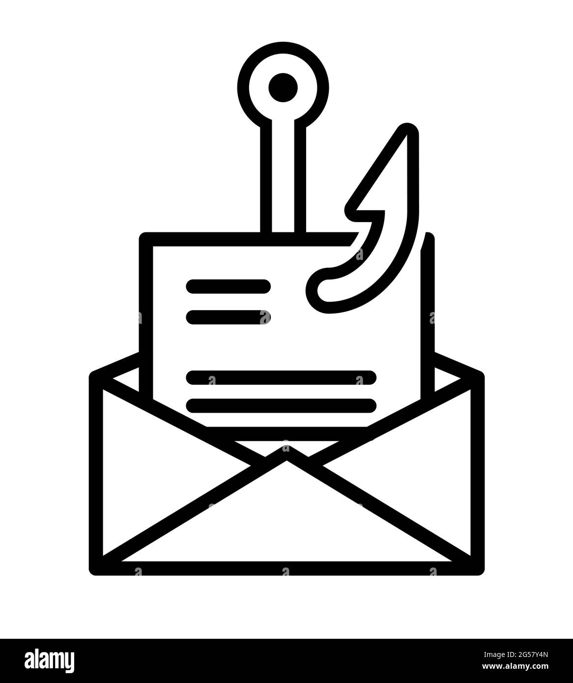 Icona del vettore di simbolo del malware per la posta di phishing Illustrazione Vettoriale