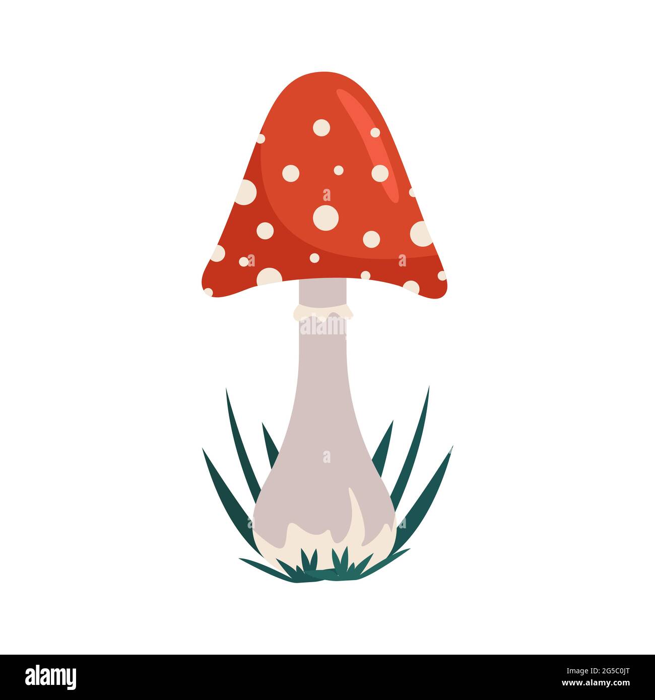 Fungo rosso dello sgabello in stile piatto, illustrazione vettoriale, isolato Illustrazione Vettoriale