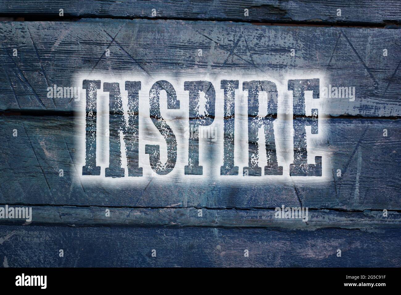 Ispirare il testo concettuale sullo sfondo Foto Stock