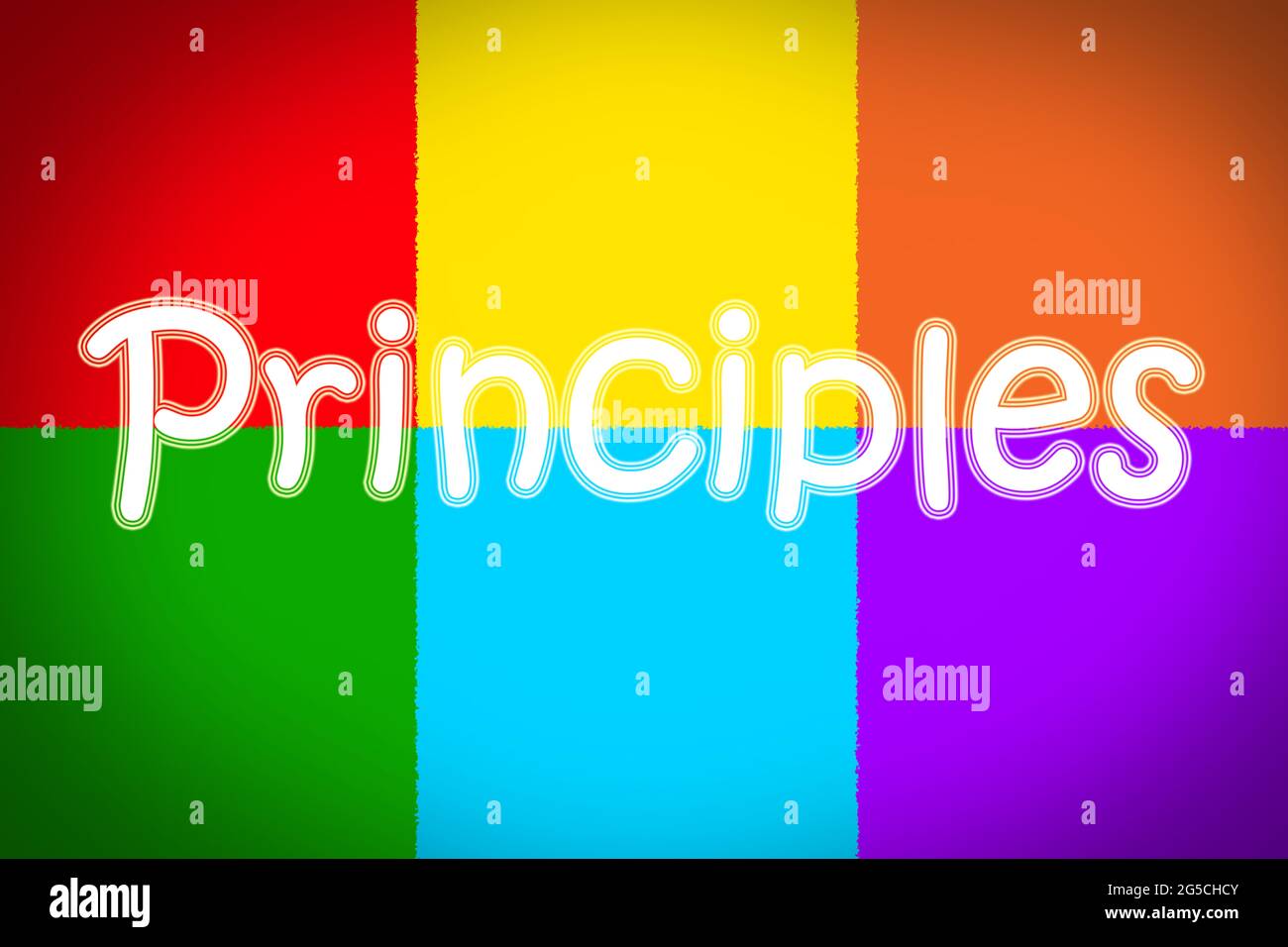 Principi testo del concetto sullo sfondo Foto Stock