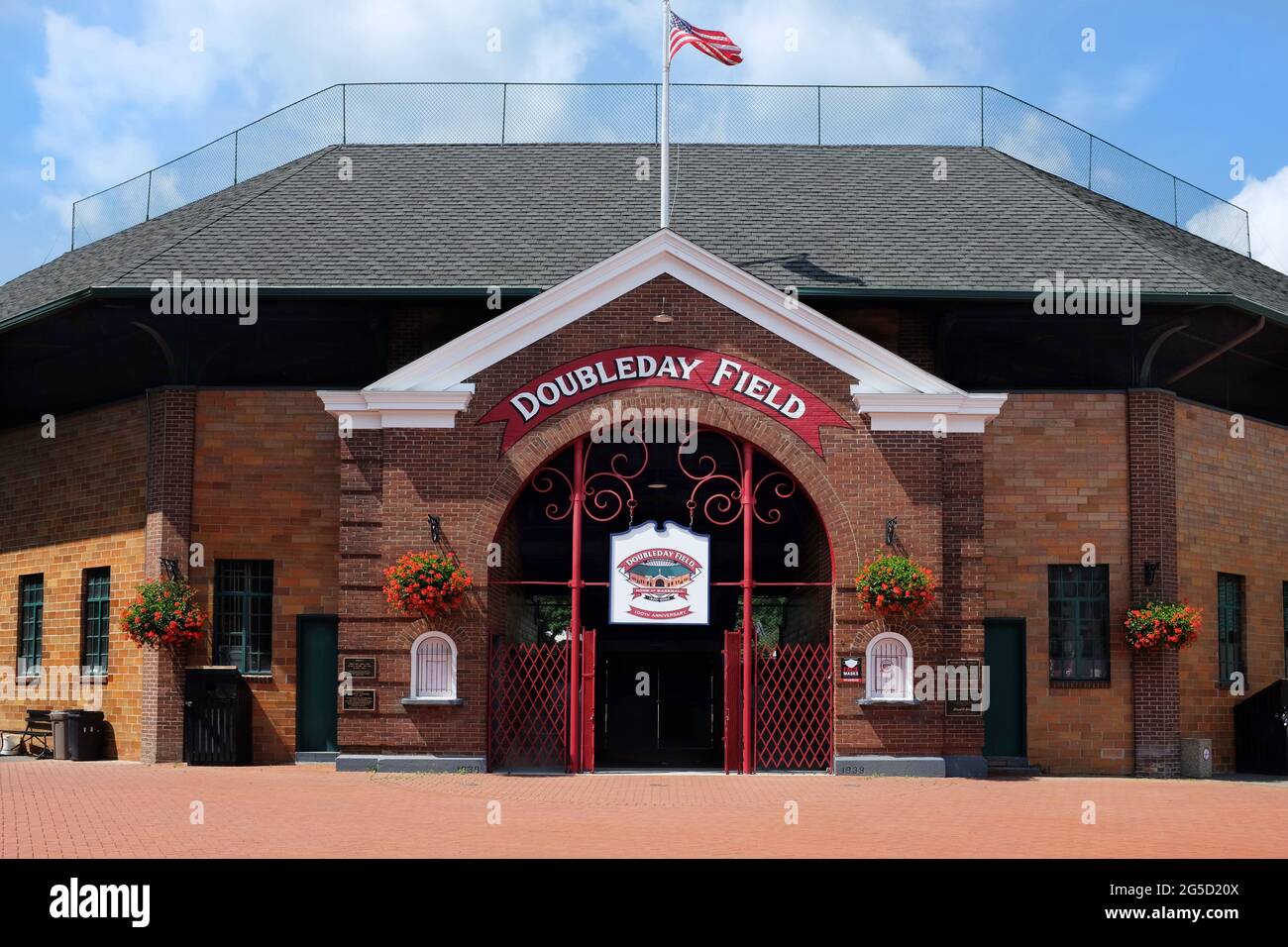 COOPERSTOWN, NEW YORK - 21 GIUGNO 2021: Doubleday Field prende il nome da Abner Doubleday e si trova a due isolati dal National Baseball Hall of F. Foto Stock