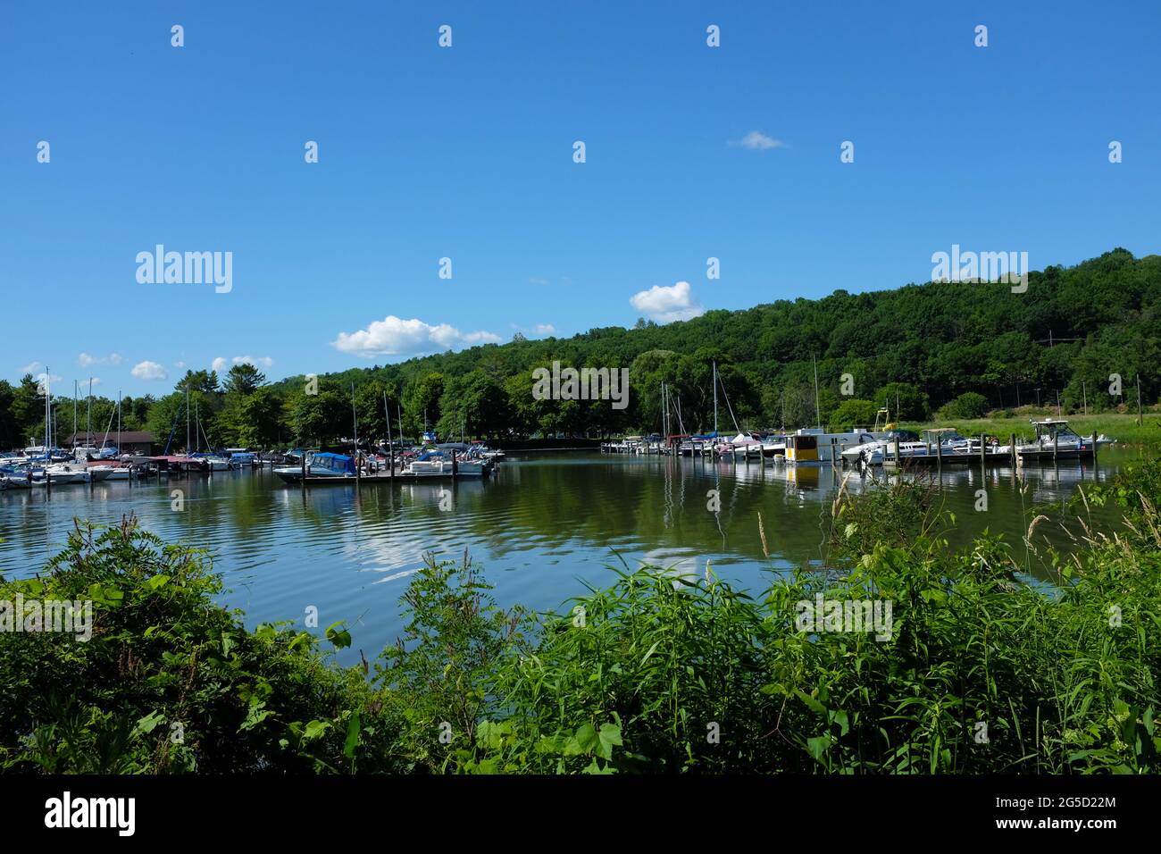 ITHACA, NEW YORK - 17 GIUGNO 2021: Porticciolo del Parco Marino di Allan H Treman. Foto Stock