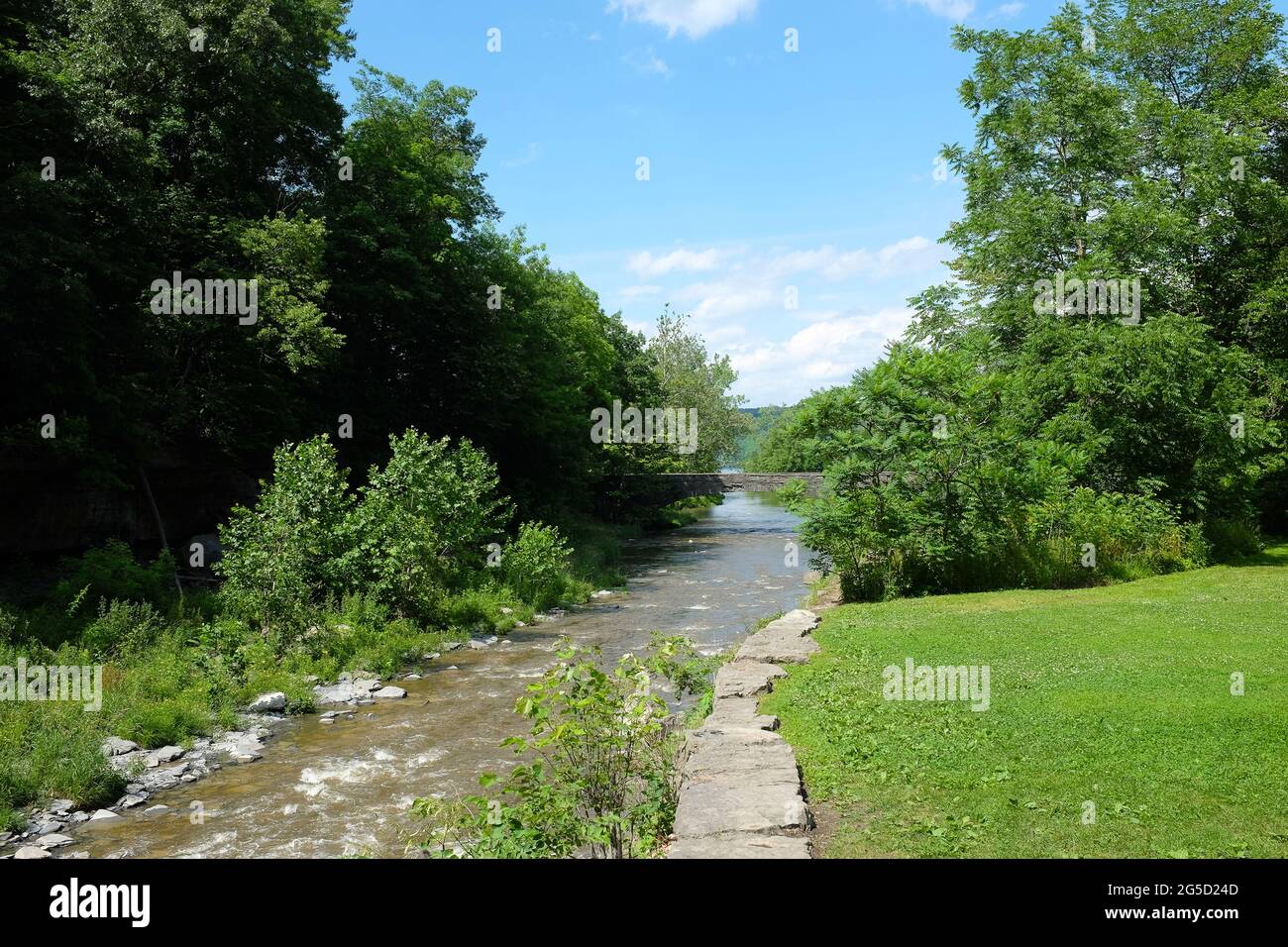 Taughannock Creek, nel Taughannock Falls state Park, scorre nel lago Cayuga. Foto Stock