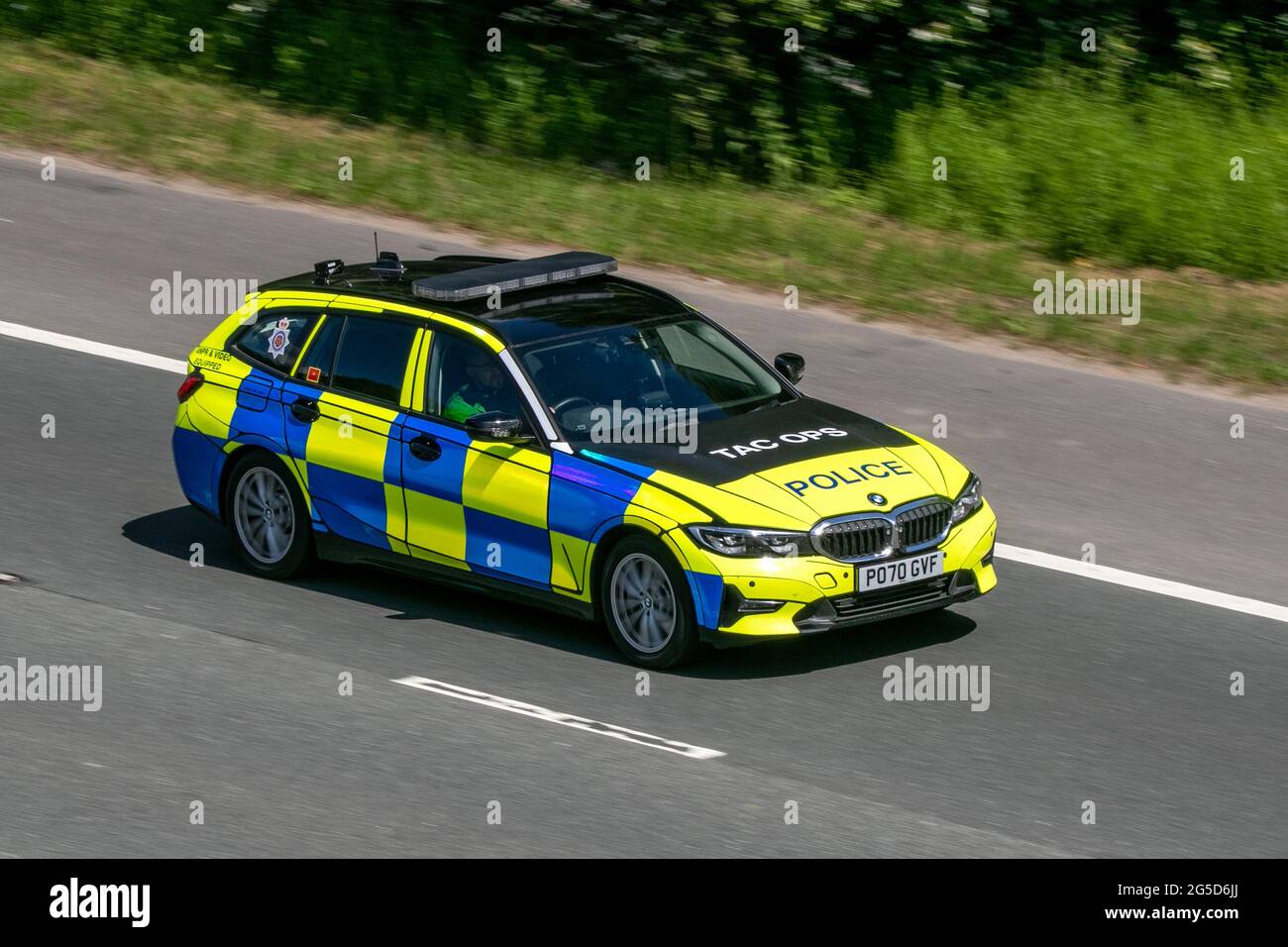 BMW 530i polizia pattuglia auto di emergenza TAC Ops Foto Stock
