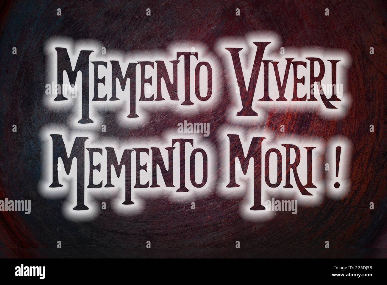 Memento Viveri Memento Mori Concept text on background Foto Stock