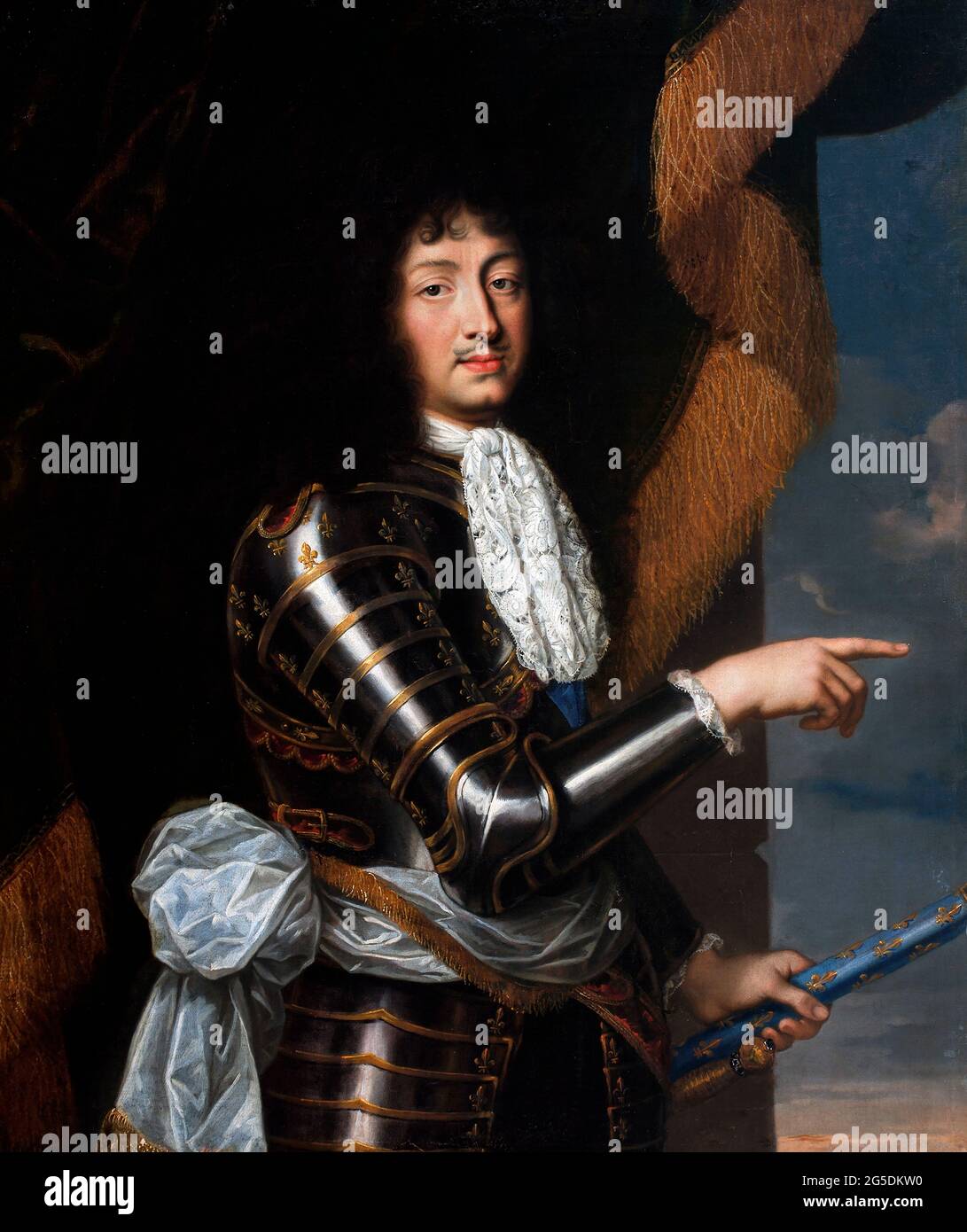 Luigi XIV Ritratto di Re Luigi XIV di Francia (1638-1715) in cerchio di Pierre Mignard, olio su tela, c.. 1665 Foto Stock