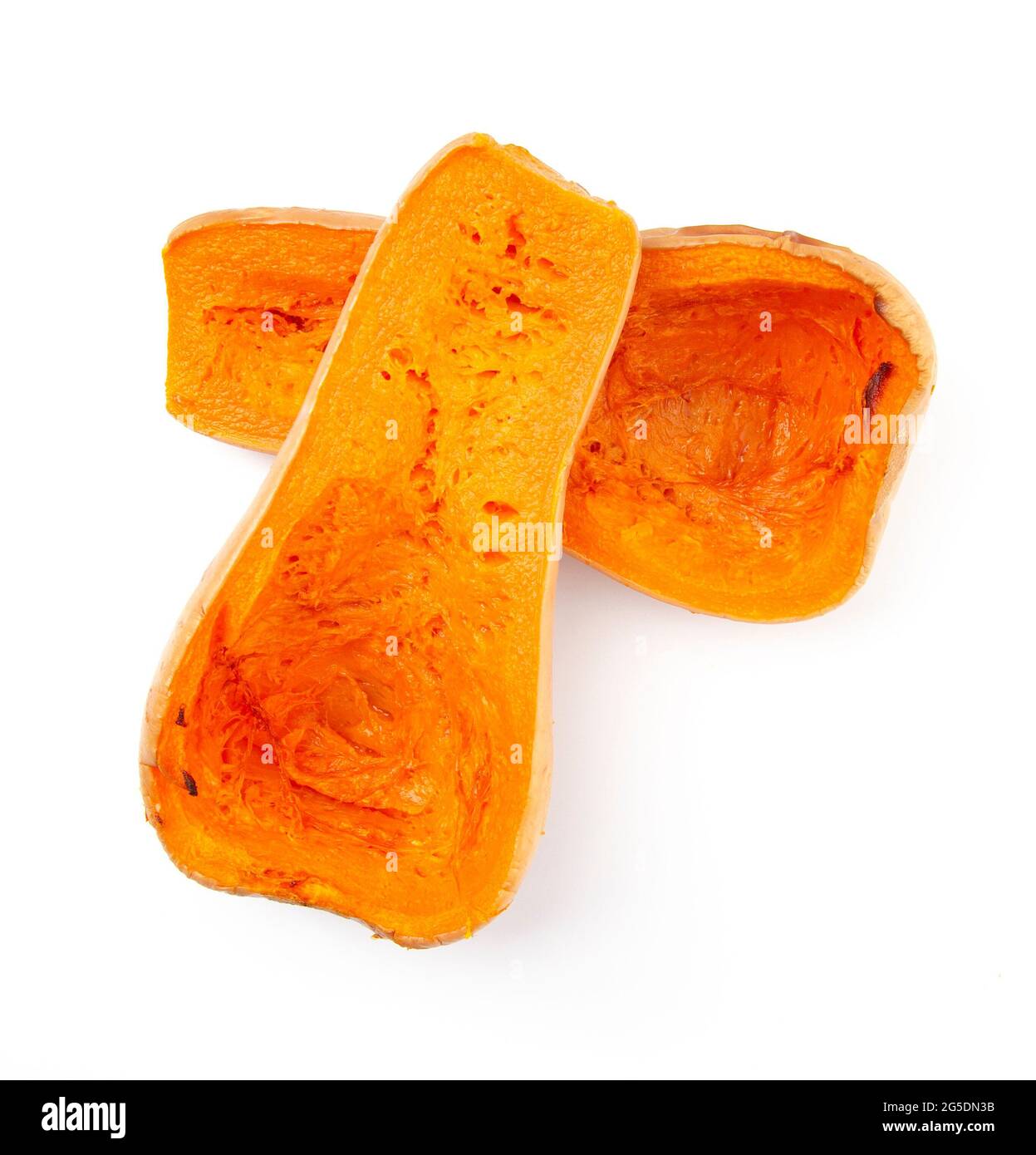 Zucca arrosto su sfondo bianco Foto Stock