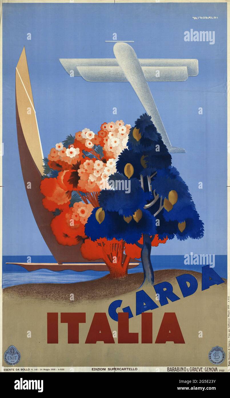 Un poster di viaggio d'epoca per l'Italia Foto Stock