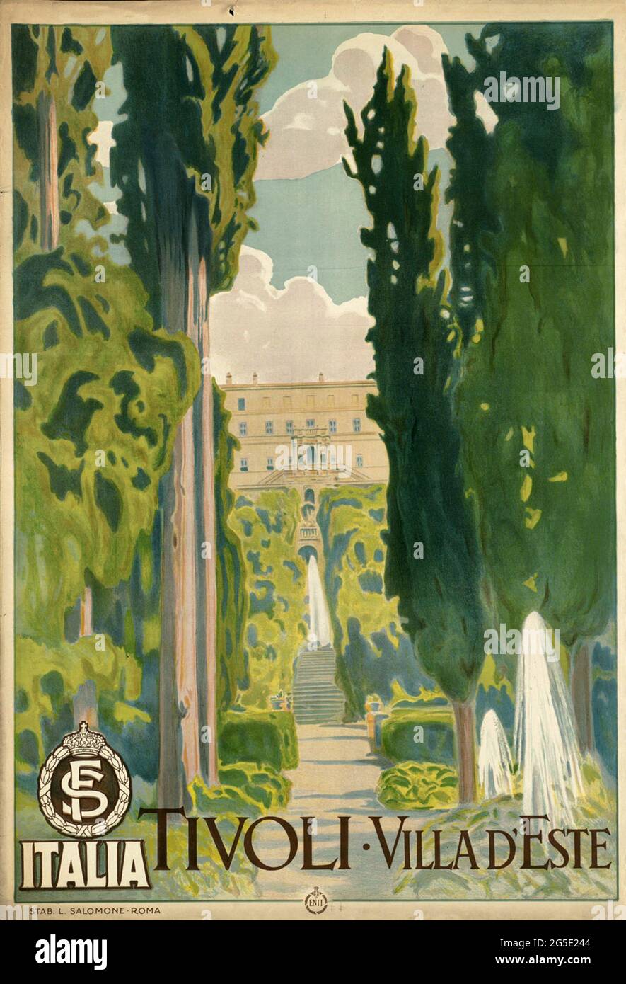 Un poster di viaggio d'epoca per Tivoli in Italia Foto Stock