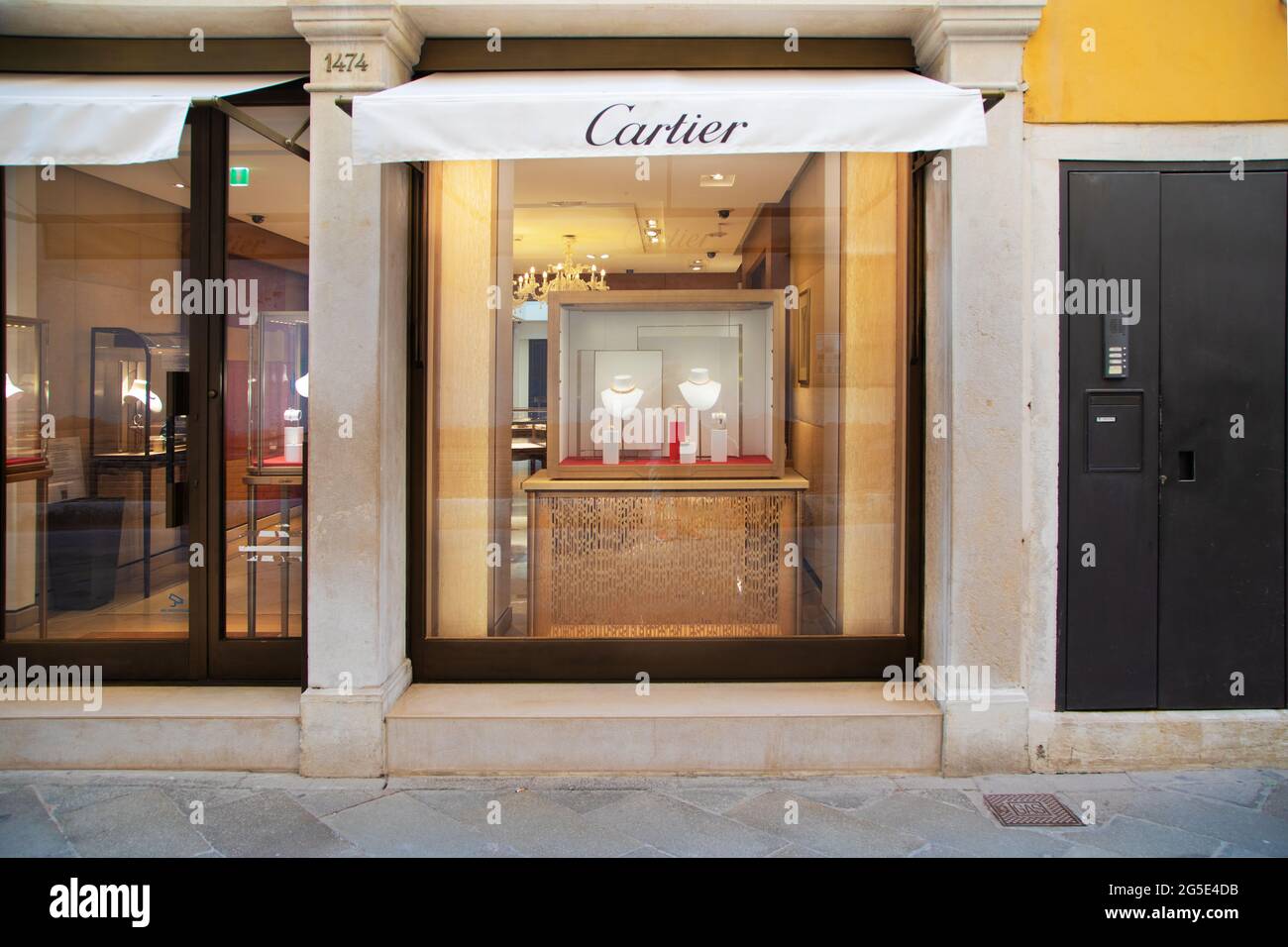 Vetrina Cartier a Venezia, Italia Foto Stock