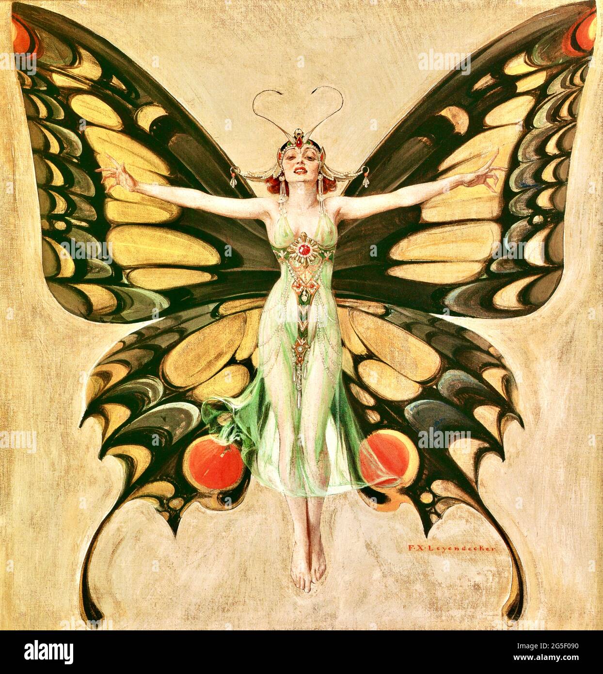 Frank Xavier Leyendecker iconica opera d'arte dal titolo The Flapper. Foto Stock