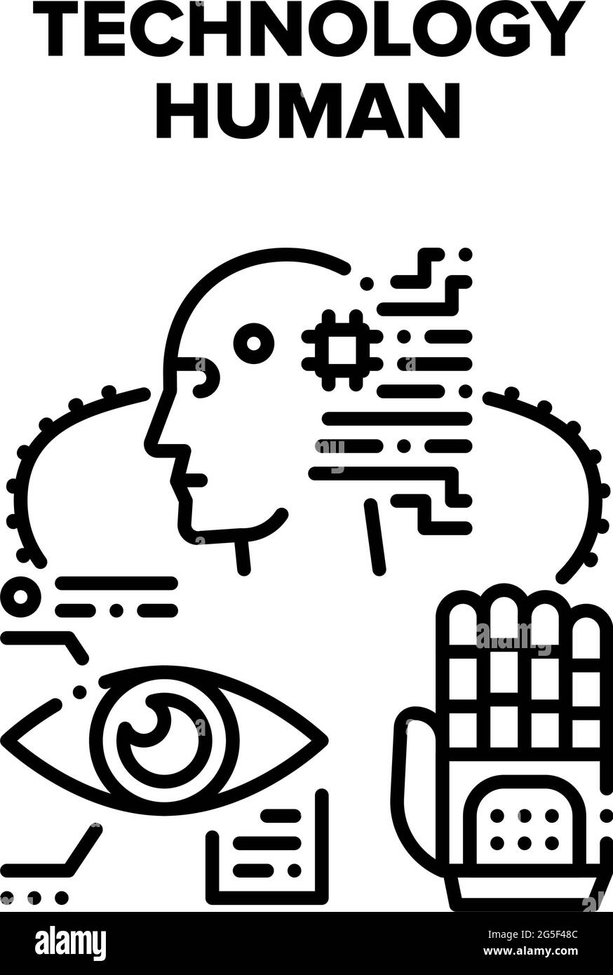 Tecnologia Human Vector Concept Black Illustration Illustrazione Vettoriale
