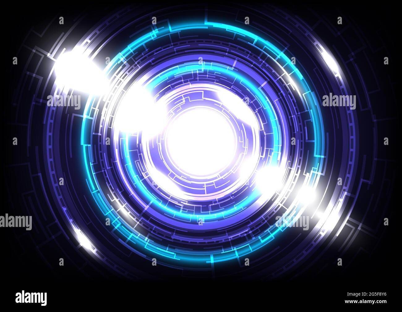 Cerchio luminoso HUD. Astratto sfondo blu hi-tech. Interfaccia futuristica. Schermata della tecnologia di realtà virtuale Illustrazione Vettoriale