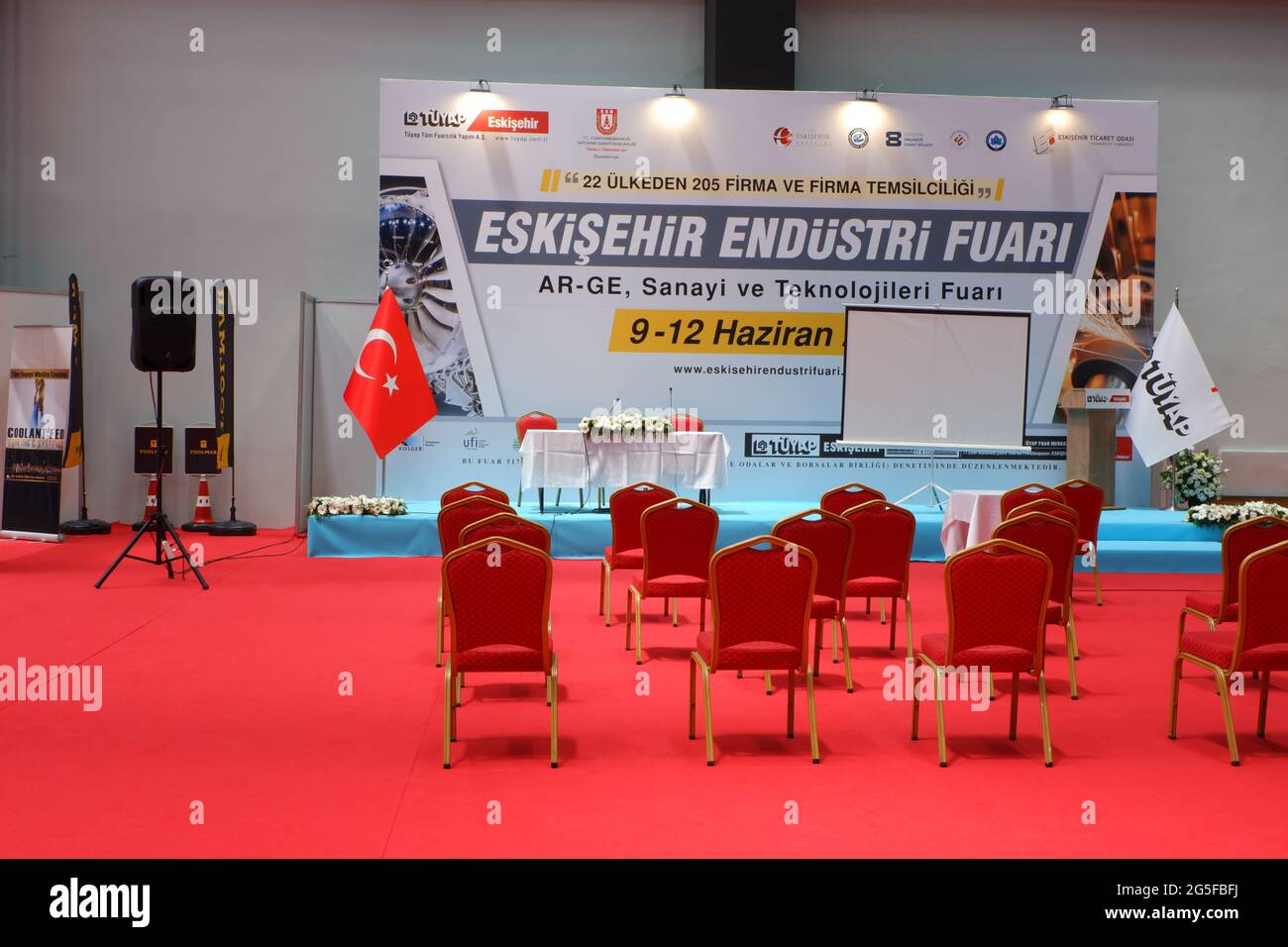 Sala conferenze alla fiera industriale di Eskisehir in Turchia Foto Stock
