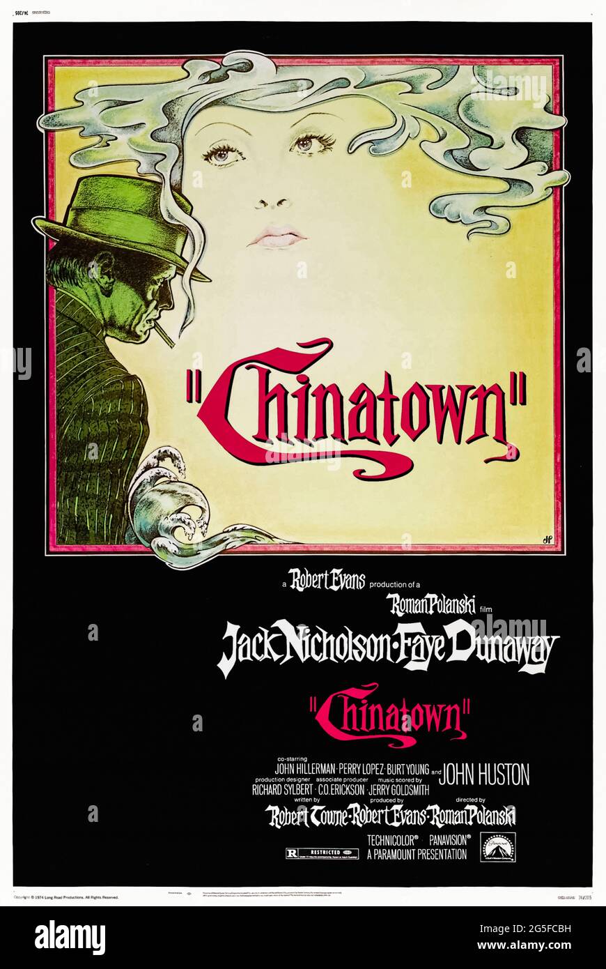 Chinatown (1974) diretto da Roman Polanski con Jack Nicholson, Faye Dunaway e John Huston. Un detective privato assunto per esporre un adultero si ritrova coinvolto in una rete di inganno, corruzione e omicidio. Foto Stock
