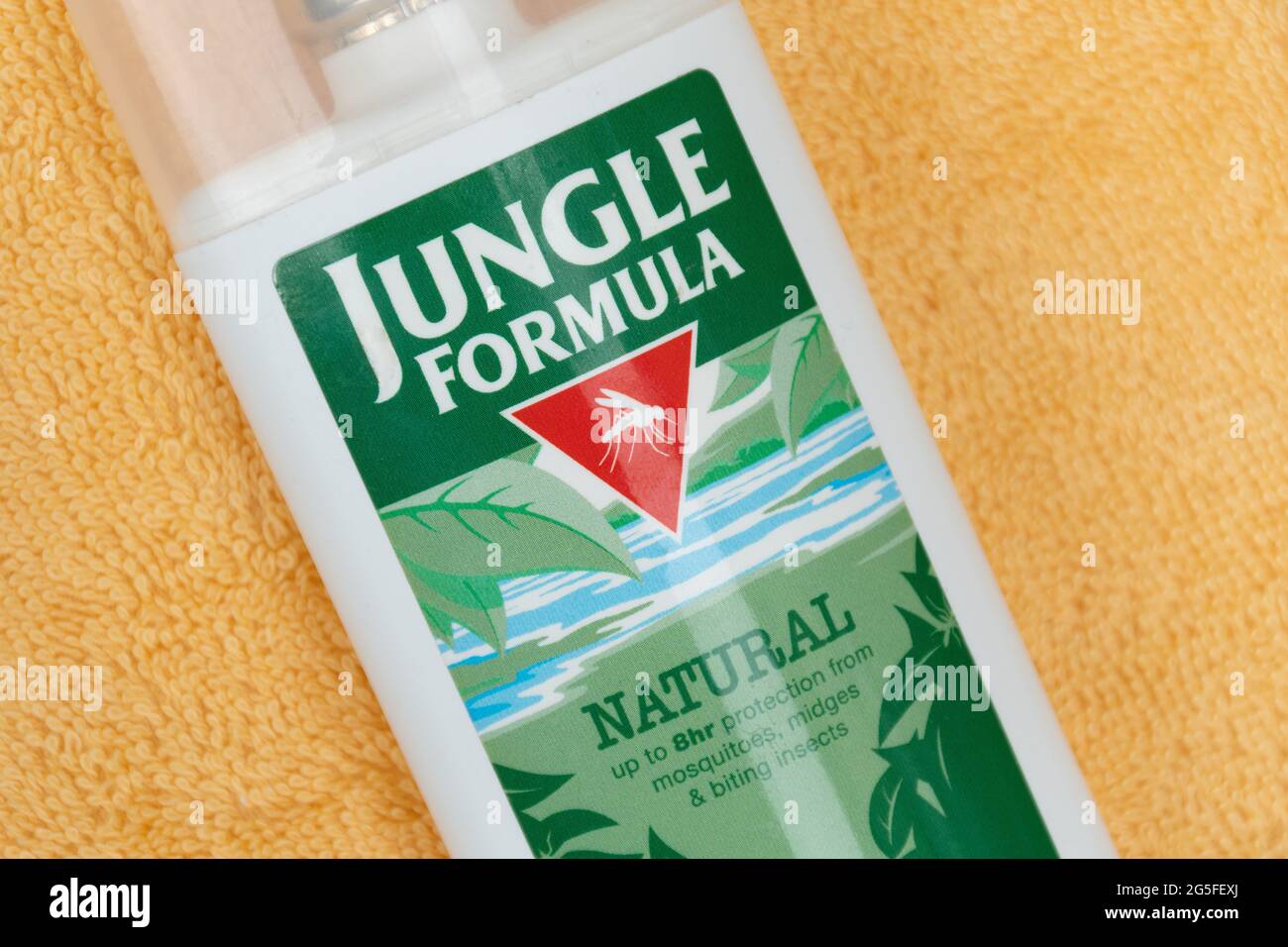 Jungle formula repellente per insetti in una bottiglia spray Foto Stock