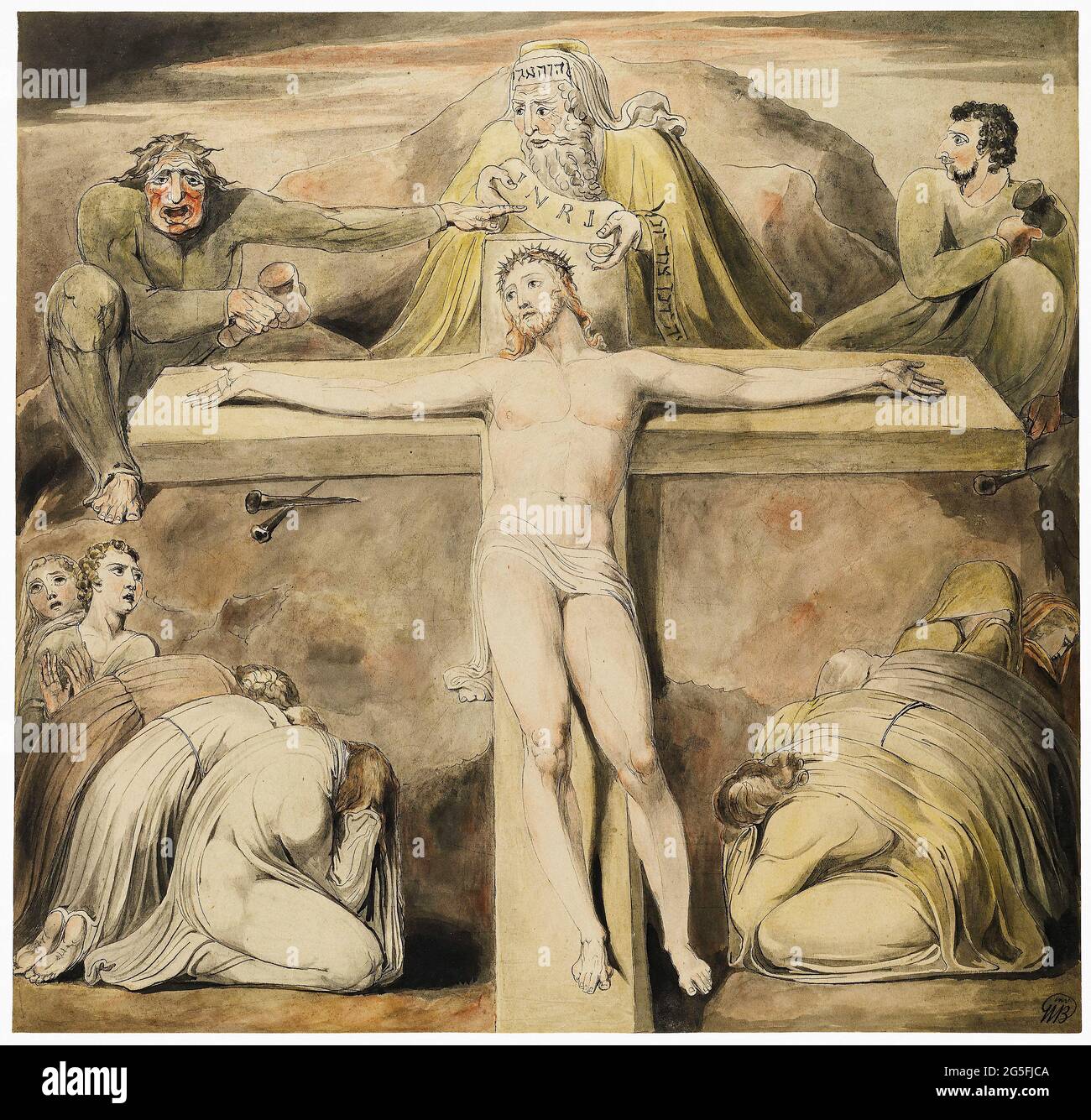William Blake - Cristo inchiodato Croce terza ora C 1803 Foto Stock