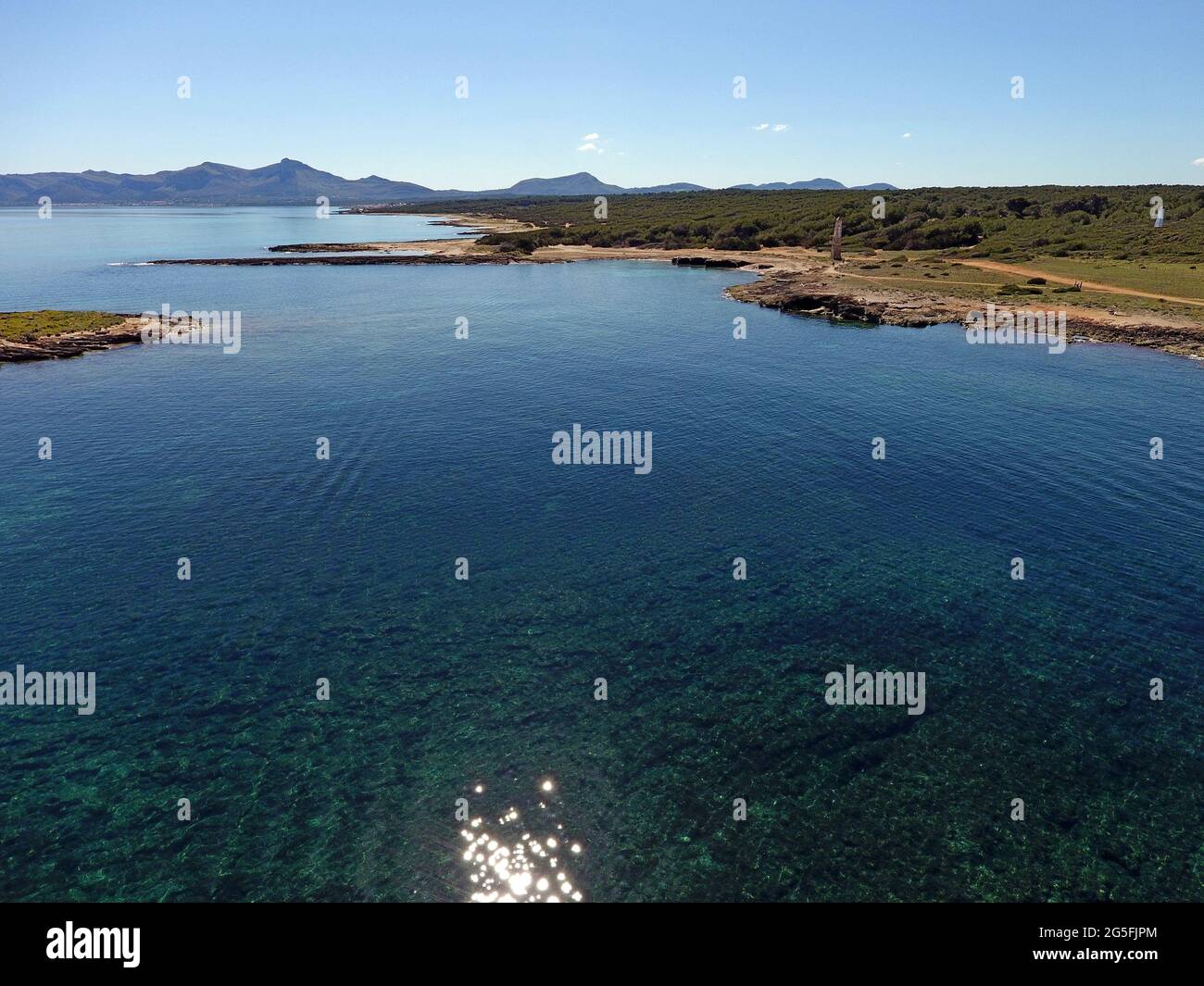 Baia di Alcudia, Maiorca, Isole Baleari Foto Stock