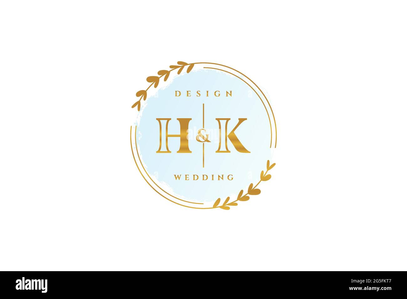 HK monogramma di bellezza e logo elegante design calligrafia logo di firma iniziale, matrimonio, moda, floreale e botanico con modello creativo. Illustrazione Vettoriale