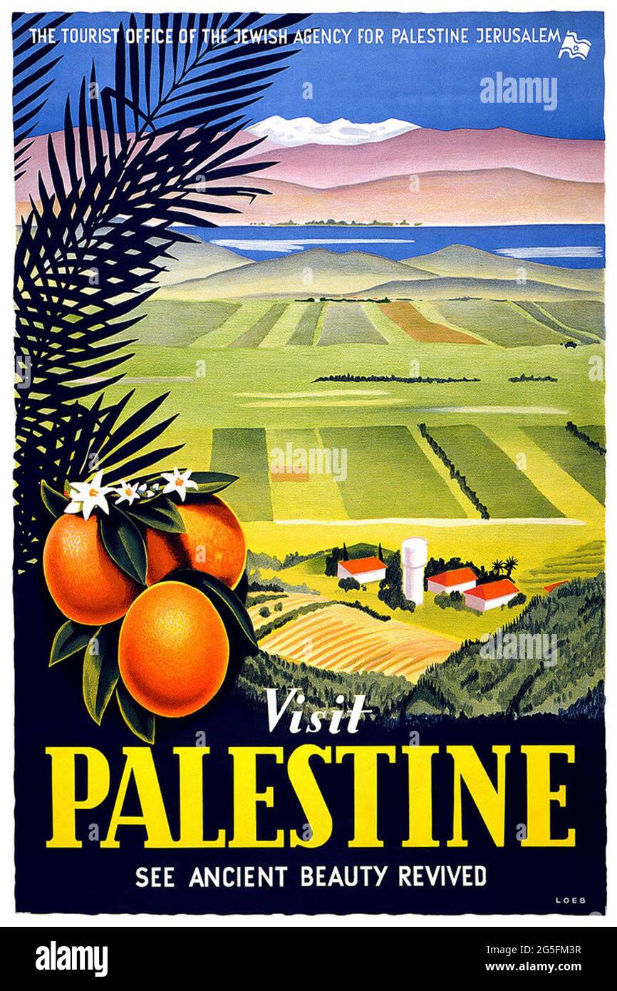 Un poster di viaggio vintage per la Palestina Foto Stock