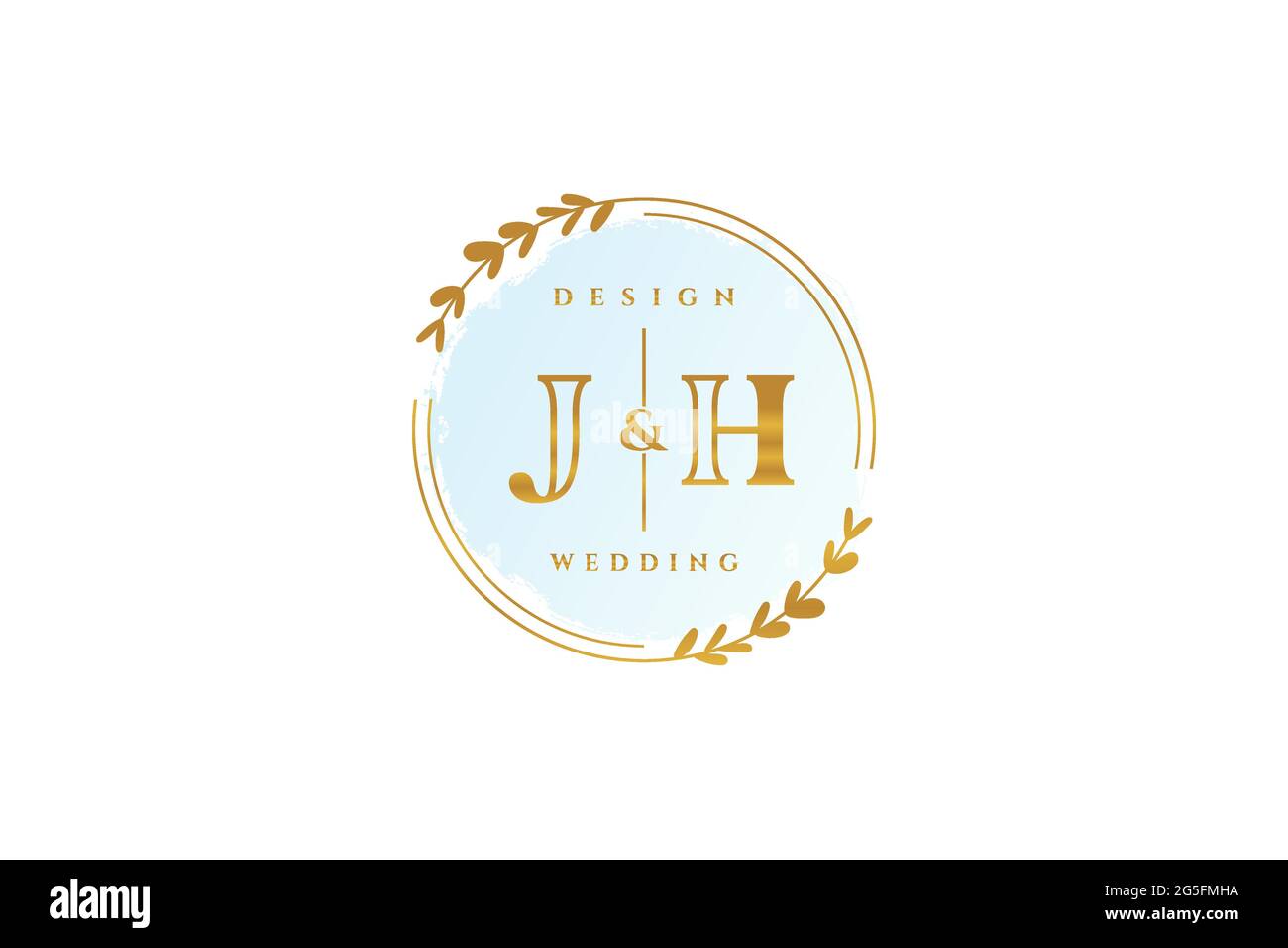 Monogramma di bellezza JH ed elegante logo di disegno manoscritto logo di firma iniziale, matrimonio, moda, floreale e botanico con modello creativo. Illustrazione Vettoriale