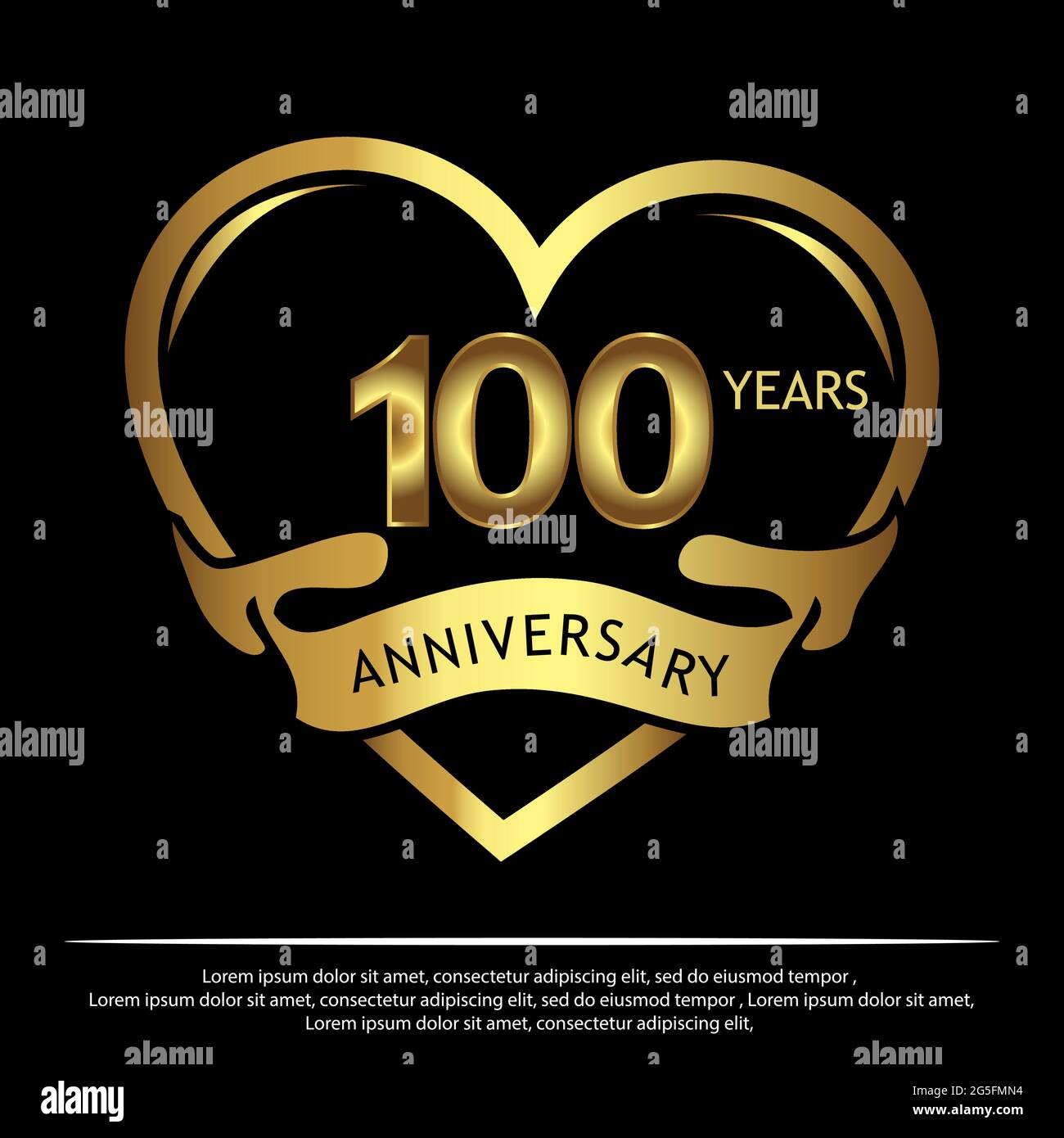 100 anni anniversario Golden. Anniversario modello di design per il web, gioco, poster creativo, opuscolo, volantino, Rivista, carta di invito - Vector Illustrazione Vettoriale