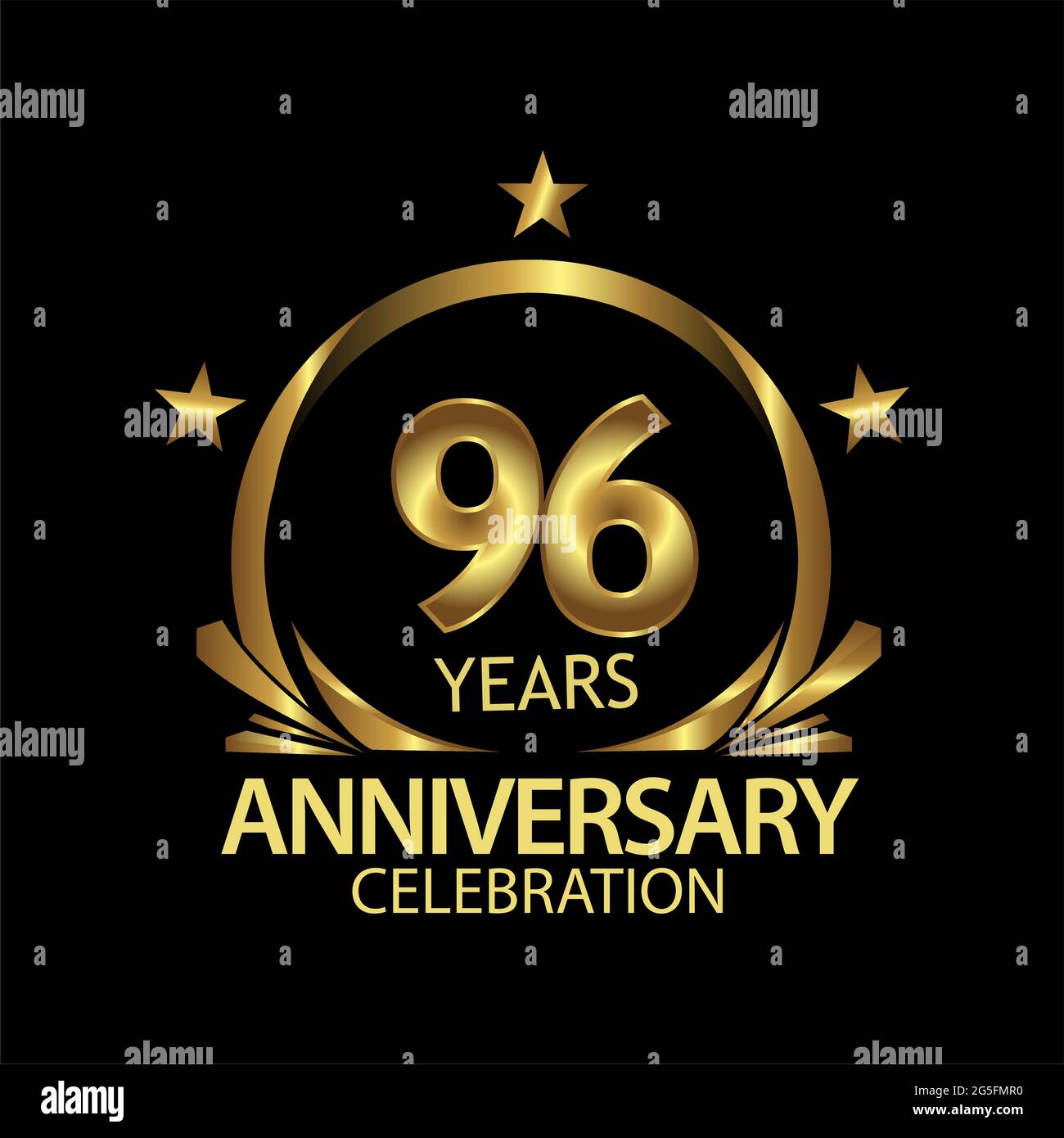 Novantasei anni anniversario Golden. Anniversario modello di disegno per il web, gioco, poster creativo, opuscolo, volantino, rivista, carta di invito Illustrazione Vettoriale