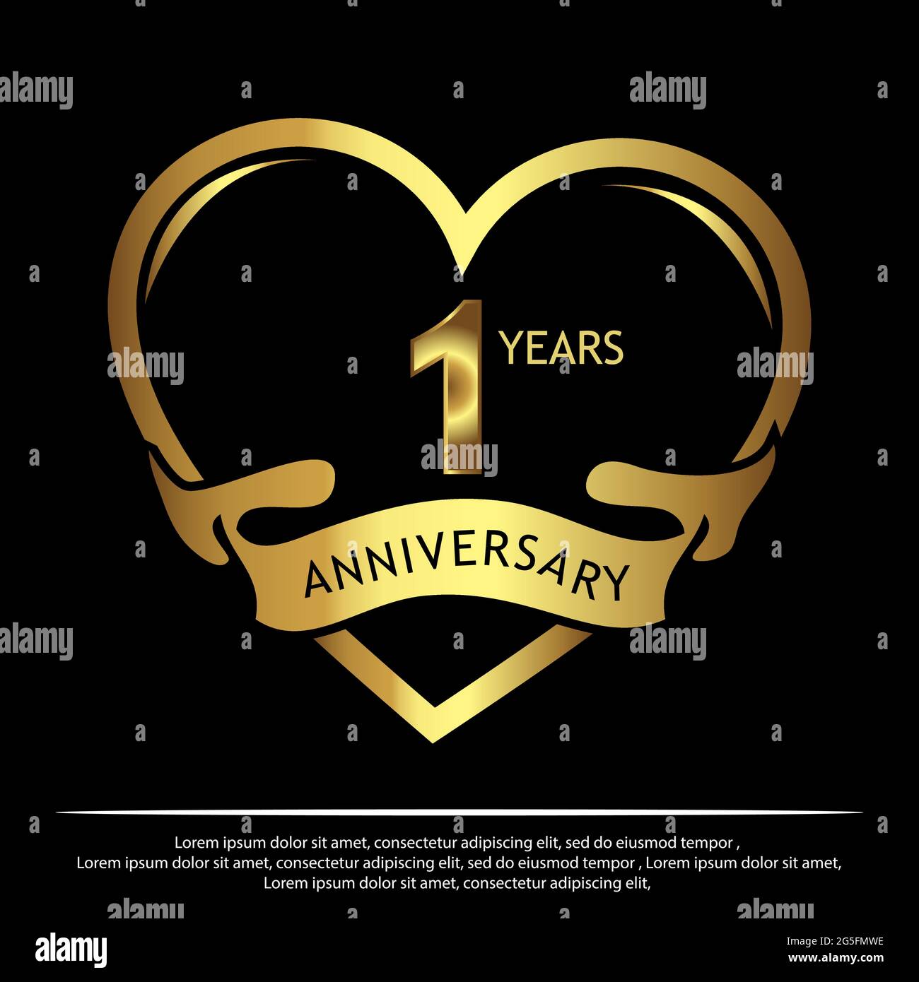 1 anno anniversario Golden. Anniversario template design per web, gioco,  poster creativo, opuscolo, volantino, volantino, Rivista, carta di invito -  Vector Immagine e Vettoriale - Alamy