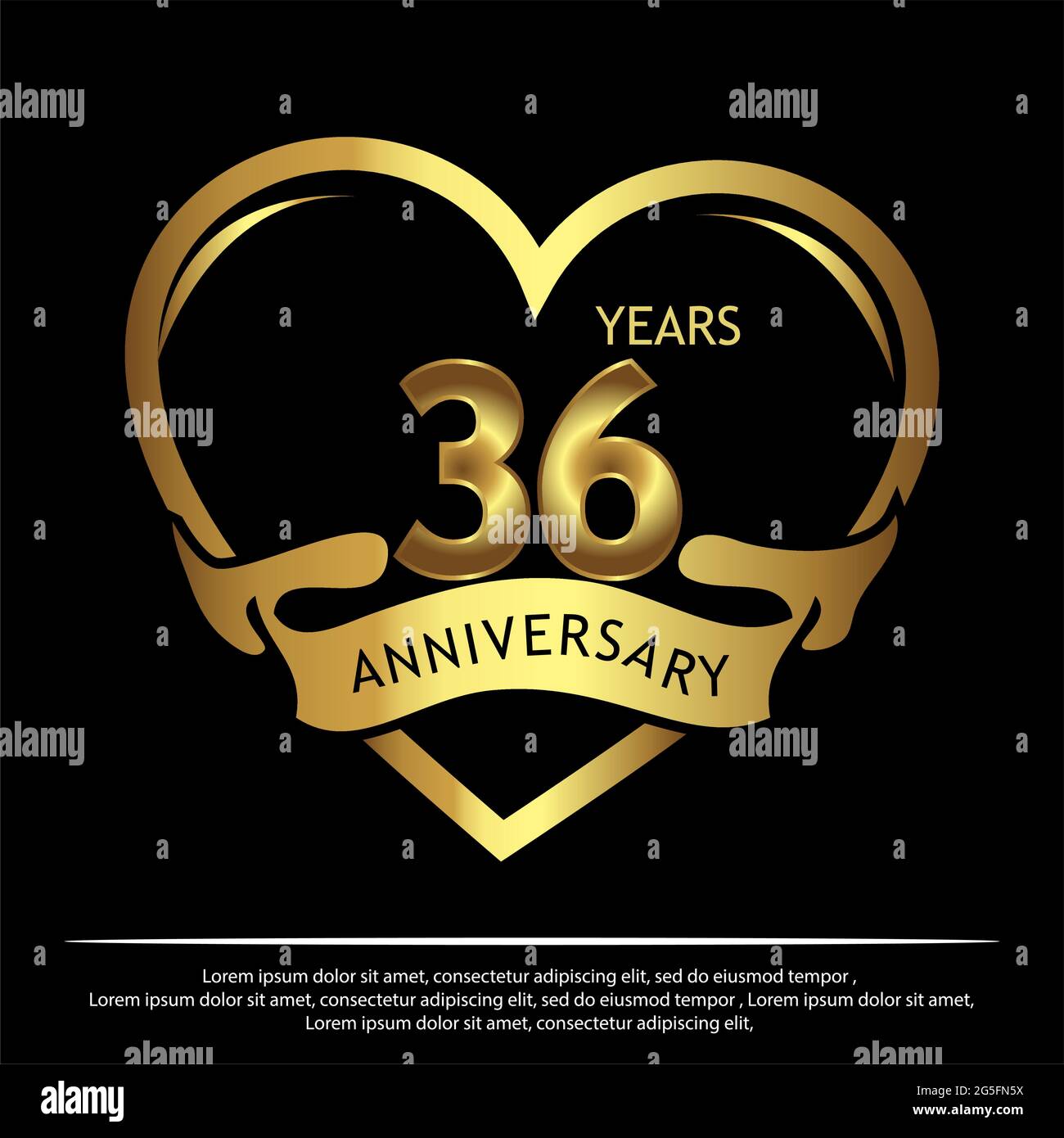 36 anni anniversario Golden. Anniversario modello di design per il web, gioco, poster creativo, opuscolo, volantino, Rivista, carta di invito - Vector Illustrazione Vettoriale
