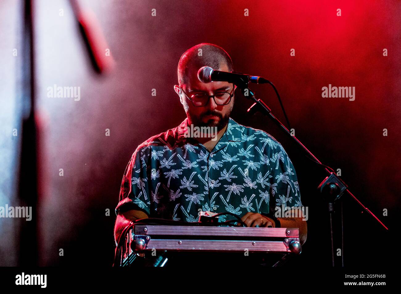 La band indie rock italiana lo Stato sociale inizia il suo Recovery tour dal proprio paese di Bologna durante il nuovo festival Nova a Dumbo a Bologna il 22 giugno 2021. (Foto di Luigi Rizzo/Pacific Press/Sipa USA) Foto Stock