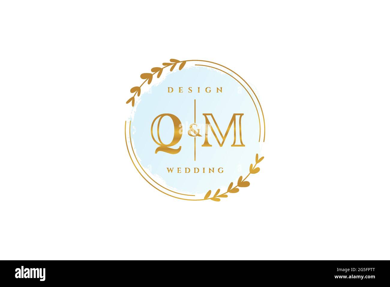 Monogramma di bellezza QM ed elegante logo di design con firma iniziale, matrimonio, moda, floreale e botanico con template creativo. Illustrazione Vettoriale