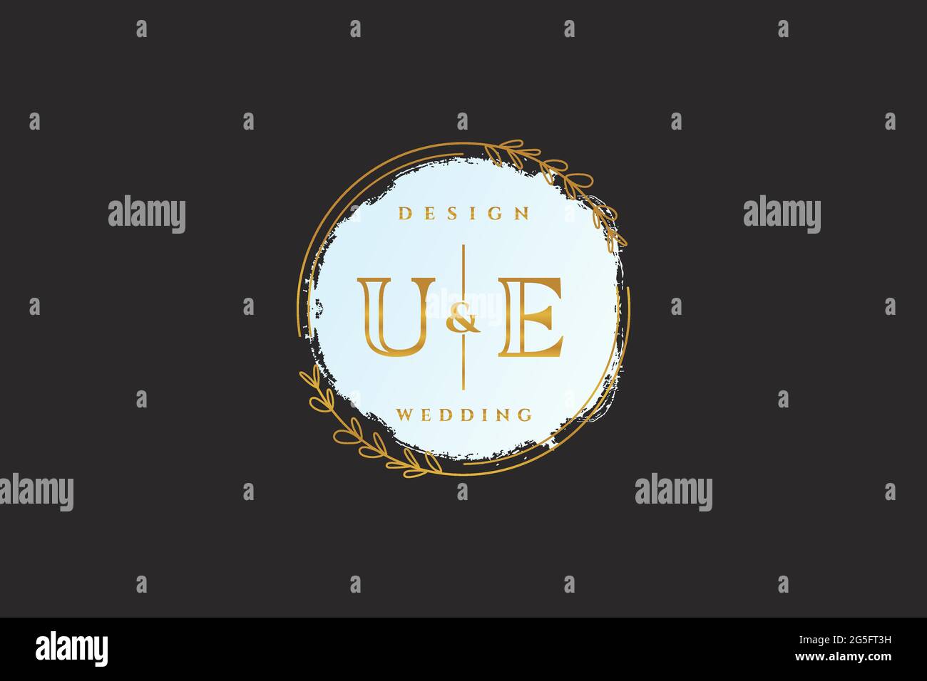 UE bellezza monogramma e logo elegante design calligrafia logo di firma iniziale, matrimonio, moda, floreale e botanico con modello creativo. Illustrazione Vettoriale