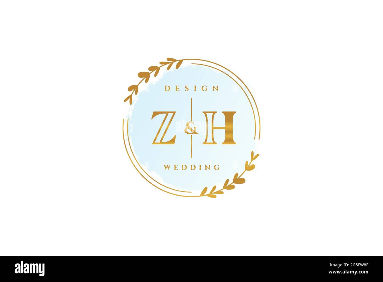 ZH monogramma di bellezza e logo elegante design con logo scritto a mano di firma iniziale, matrimonio, moda, floreale e botanico con modello creativo. Illustrazione Vettoriale