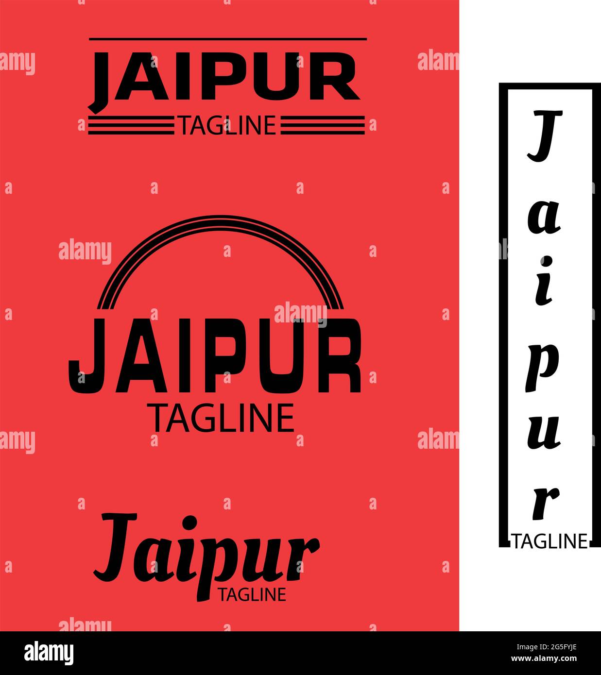 Set di tipografia Jaipur, disegni piatti. Illustrazione Vettoriale