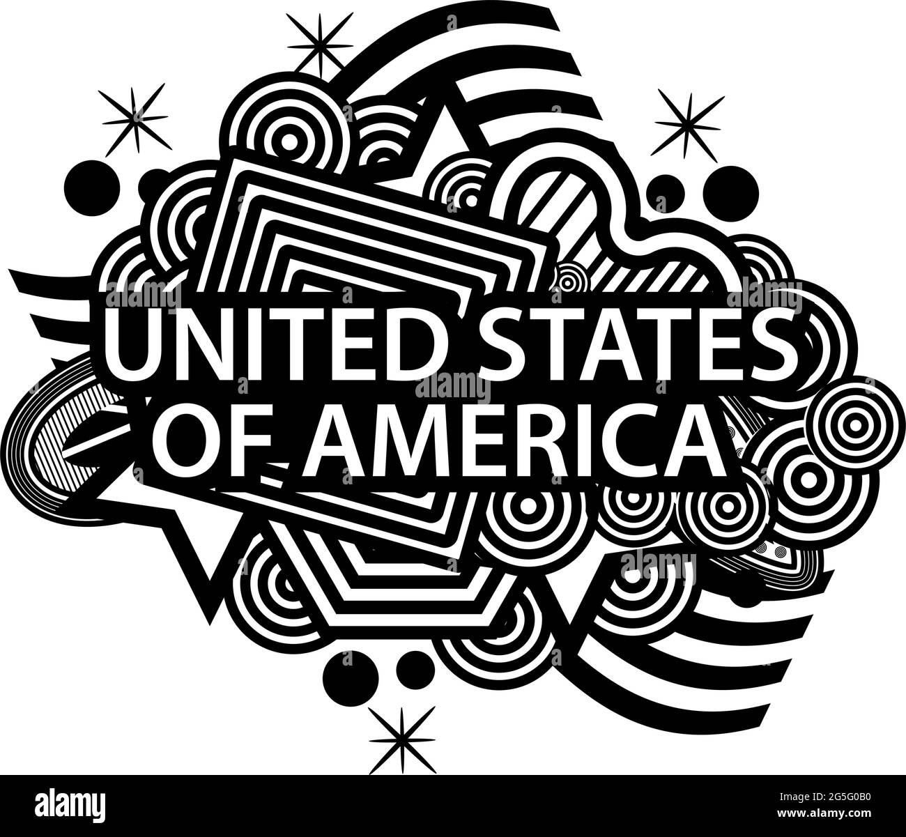 Stati Uniti d'America doodles. Illustratore vettoriale Illustrazione Vettoriale