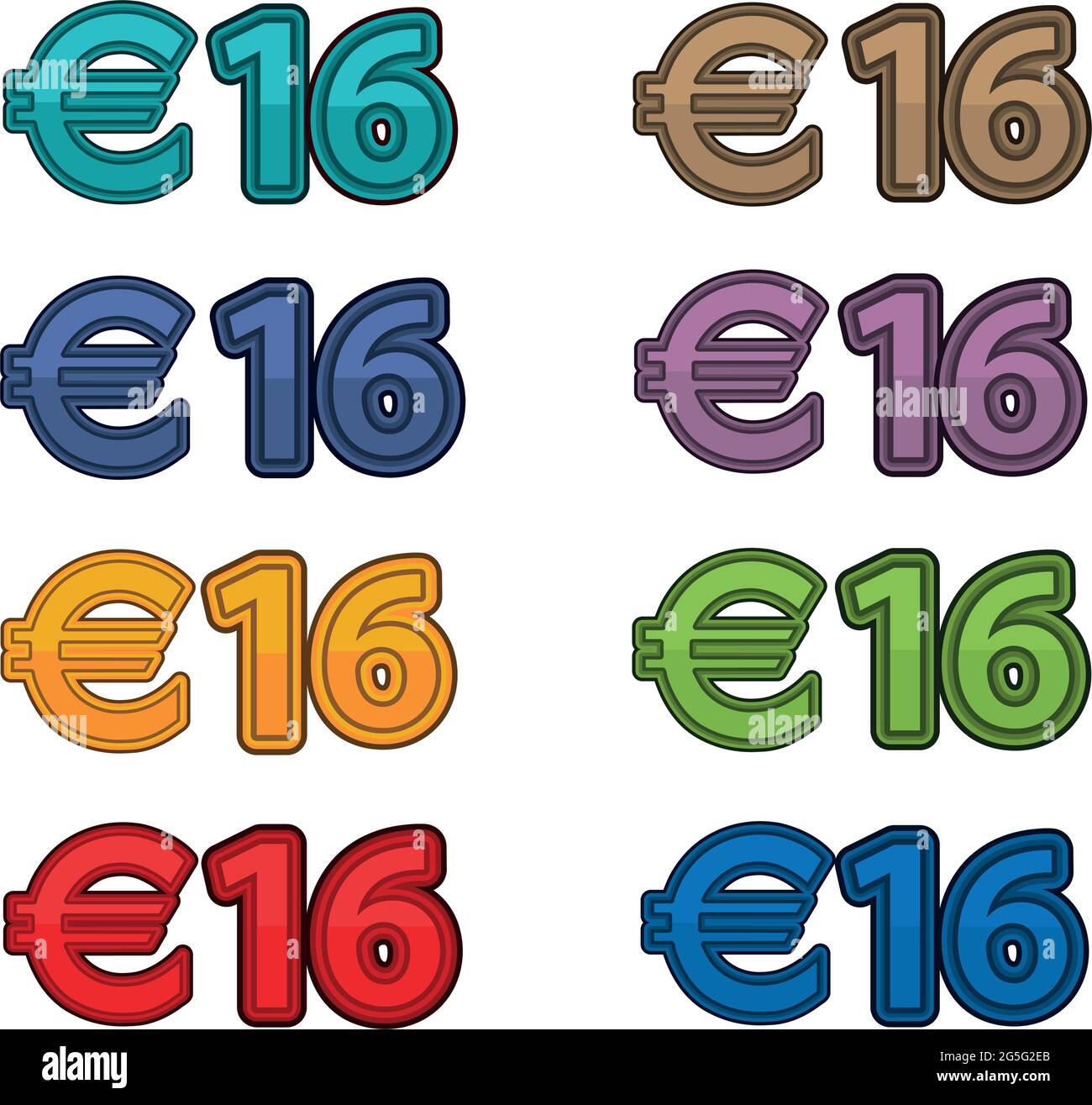 Illustrazione vettore del prezzo 16 euro, valuta europea Illustrazione Vettoriale